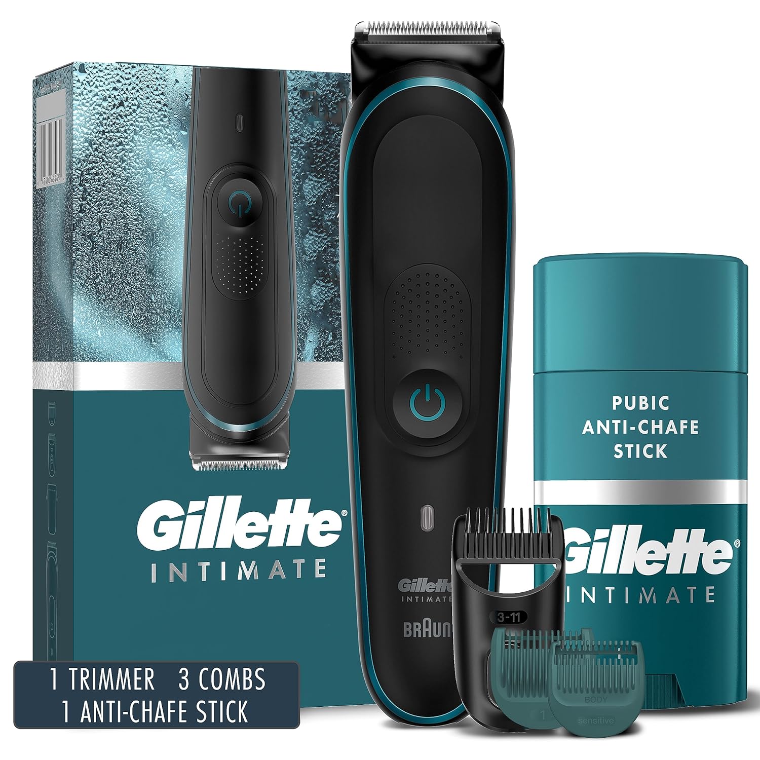 Gillette SkinFirst – Cortadora de pelo púbico para hombre, impermeable, inalámbrica para uso húmedo y seco, afeitadora para hombres, cuchillas