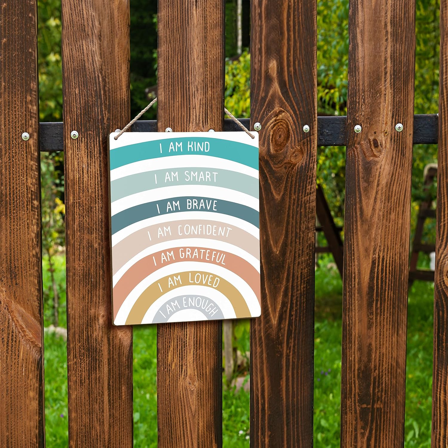 FUGWN Letreros de madera boho con texto en inglés “I Am Kind I Am Brave de 8 x 10”, decoración de pared de afirmaciones positivas, decoración de
