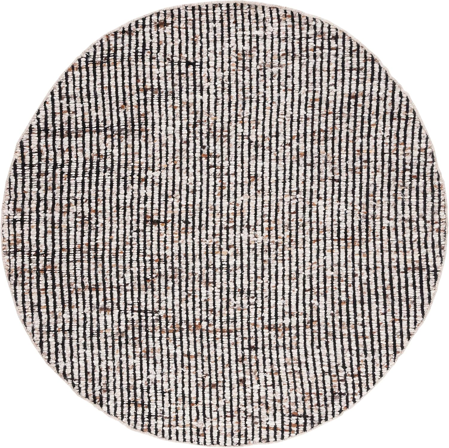 SAFAVIEH Natura Collection – Alfombra redonda de 6 pies, color negro y marfil, hecha a mano de lana y yute, ideal para zonas de alto tráfico en sala