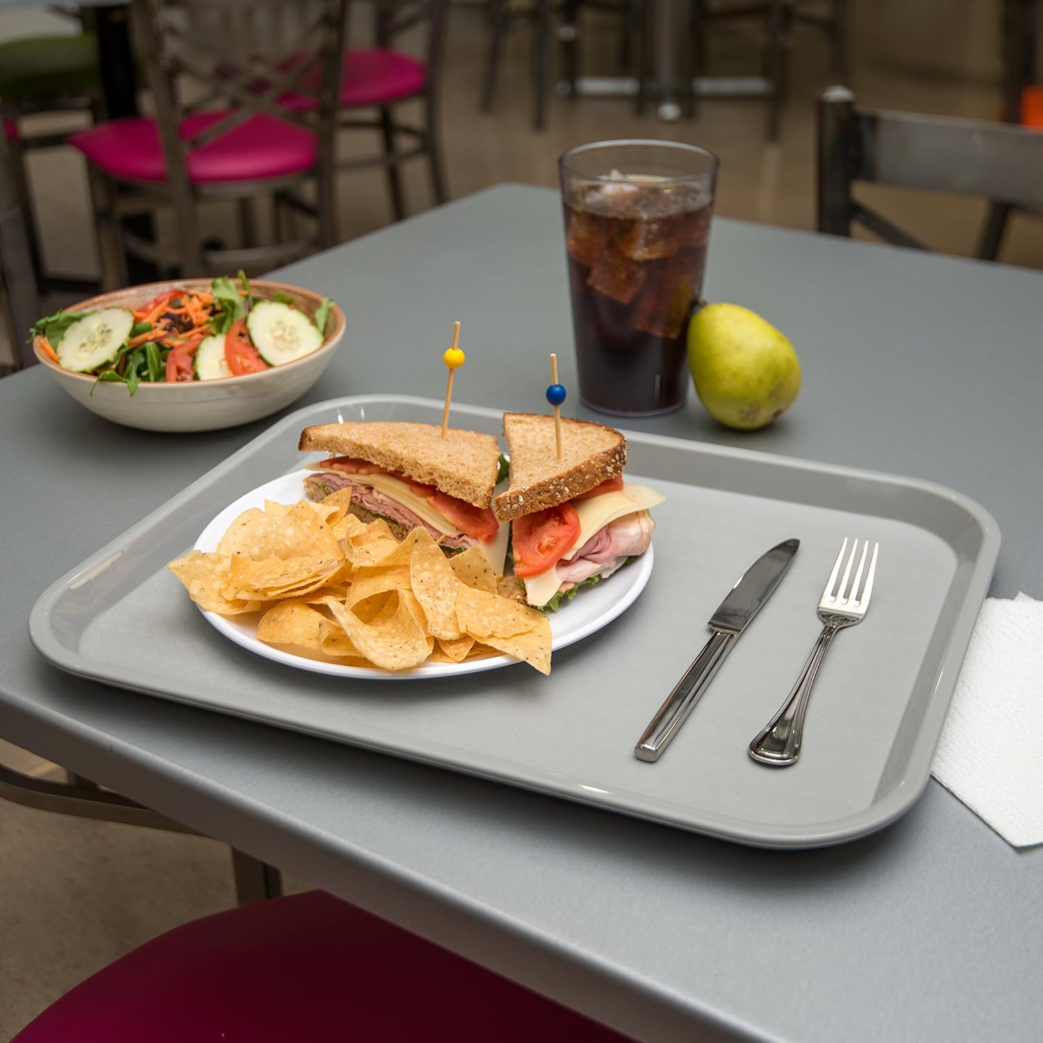Carlisle FoodService Products Bandeja de plástico para comida rápida, 14 x 18 pulgadas, gris (paquete de 2)
