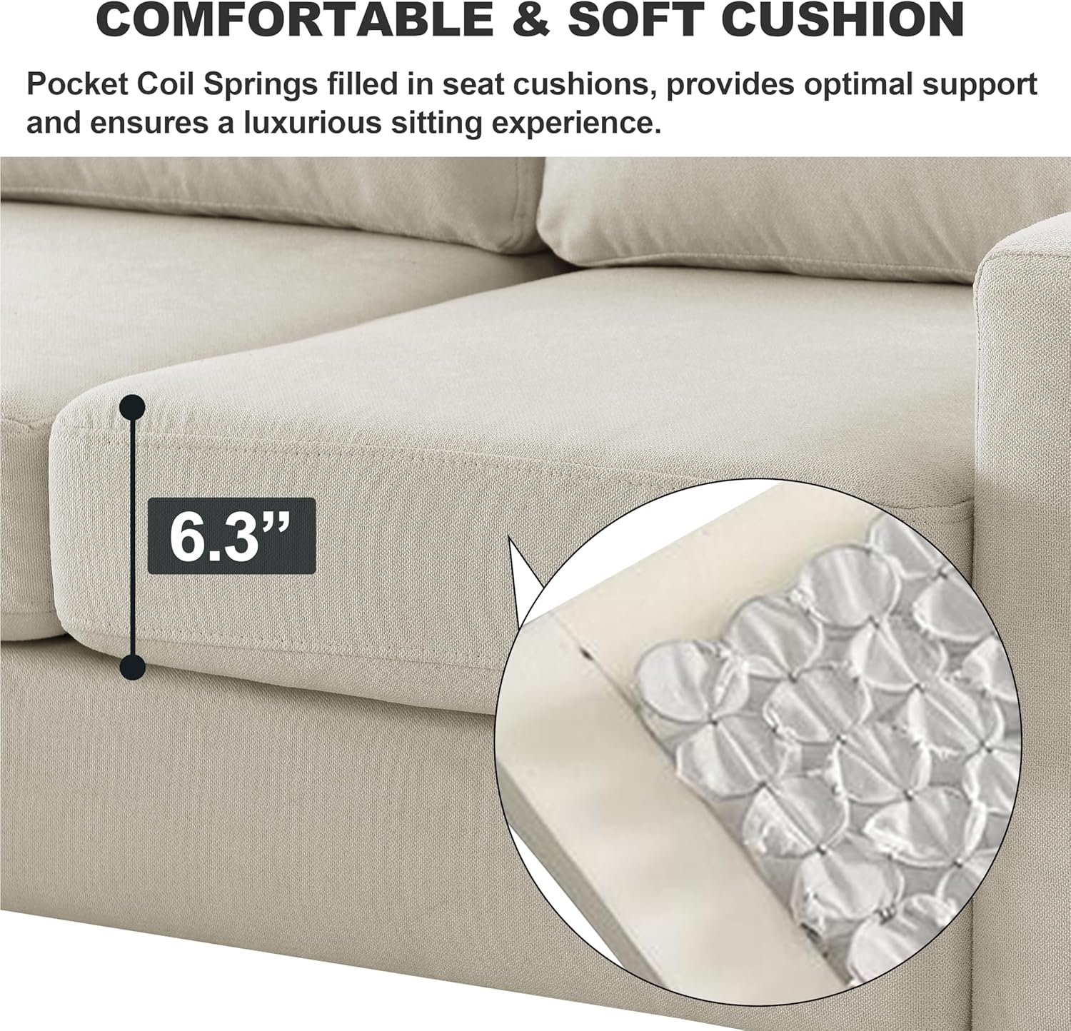 HAUSHECK Sofá modular convertible tapizado con banco otomano de almacenamiento reversible, juego de sofá pequeño en forma de L de 3 asientos para
