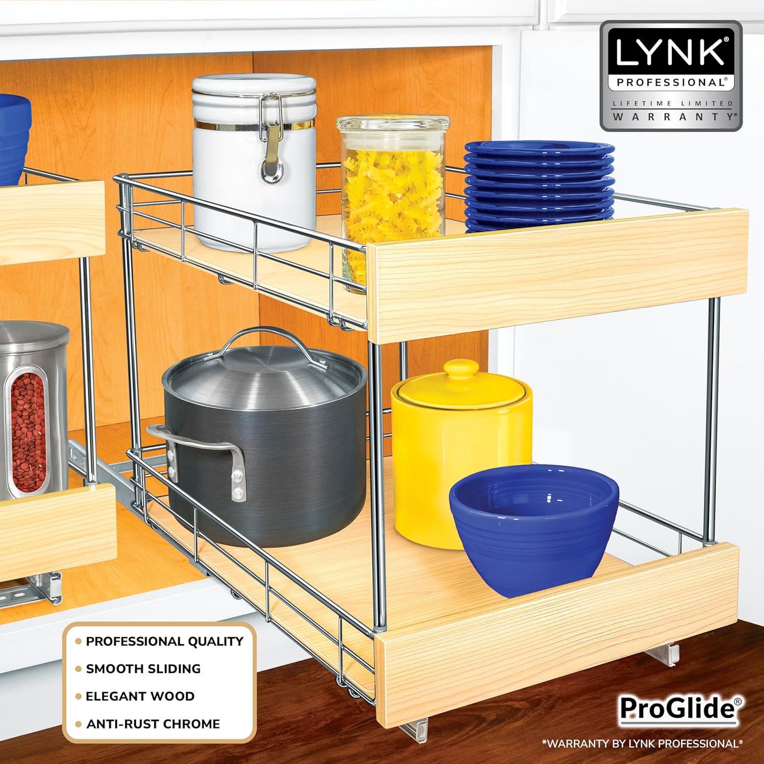 LYNK PROFESSIONAL SELECT Organizador de gabinete extraíble – 14″ x 21″ – Cajones deslizantes para gabinetes de cocina – Estantes deslizantes de