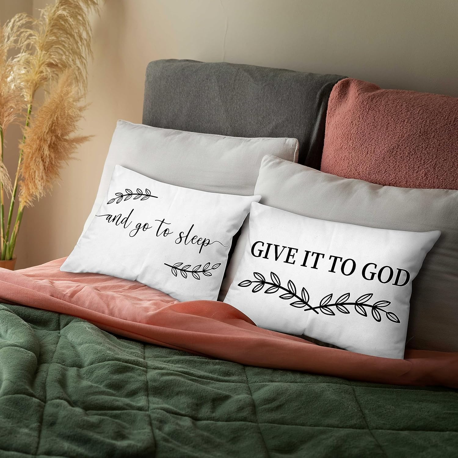 Fundas de almohada decorativas de 12 x 20 pulgadas, reversibles, suaves, blancas, regalos cristianos para mujeres, decoración del hogar y dormitorio