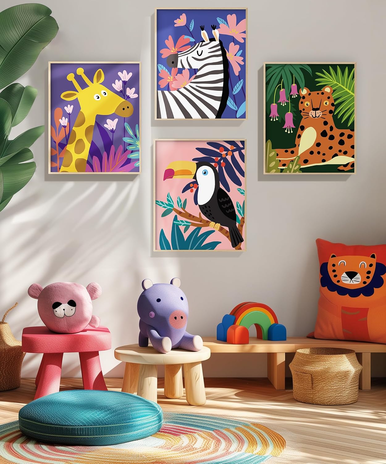 Slody Kit de pintura por números para niños, animales salvajes, bricolaje por números, kits de pintura acrílica colorida para niños, principiantes,