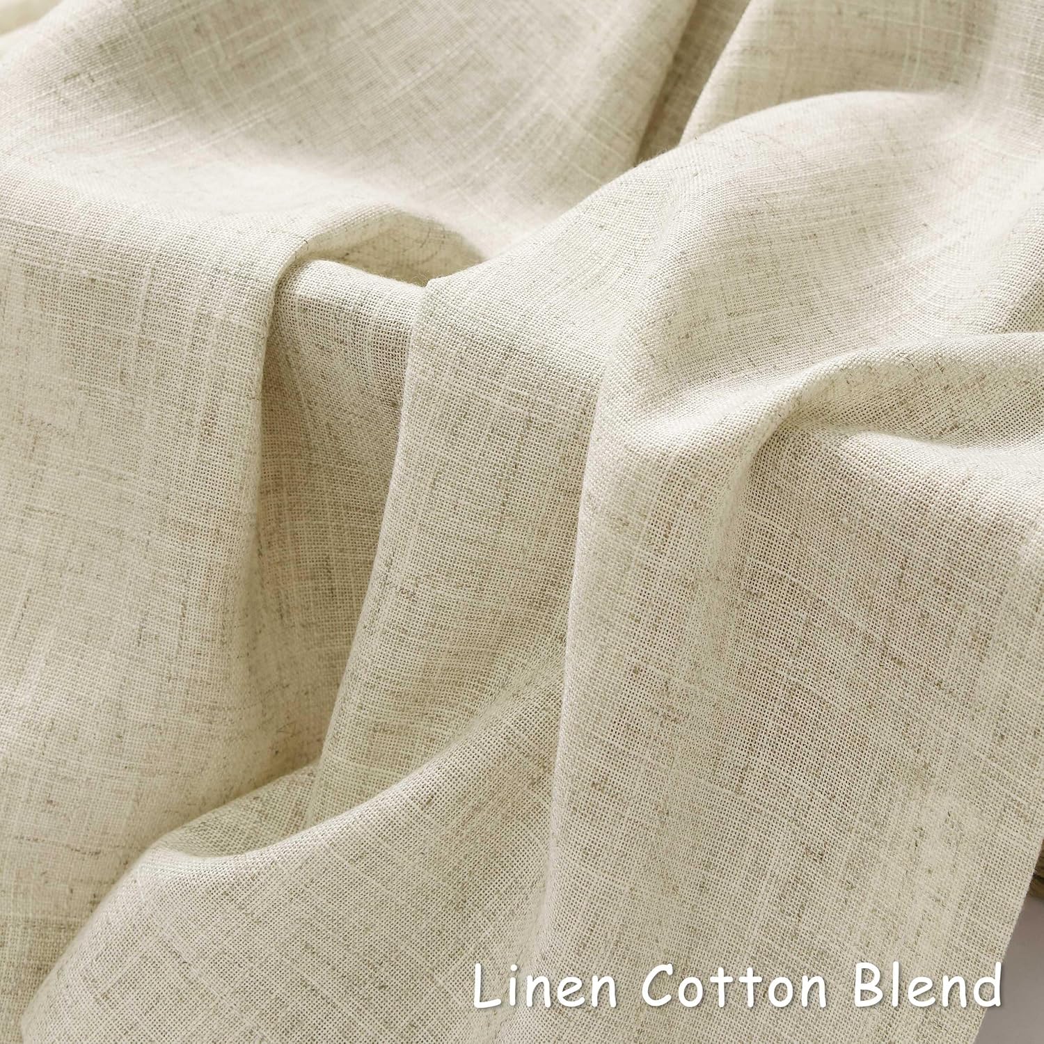 Cortinas de lino beige de 96 pulgadas de largo para dormitorio, cortinas de lino semitraslúcidas que filtran la luz, para sala de estar, casa rural