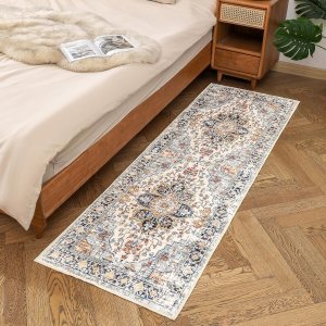 VK VKLIVING Alfombra lavable a máquina de 2 x 6 pies, diseño vintage, lavable con alfombras antideslizantes para sala de estar y dormitorio, VK VKLIVING Alfombra lavable a máquina de 2 x 6 pies, diseño vintage, lavable con alfombras antideslizantes para sala de estar y dormitorio,