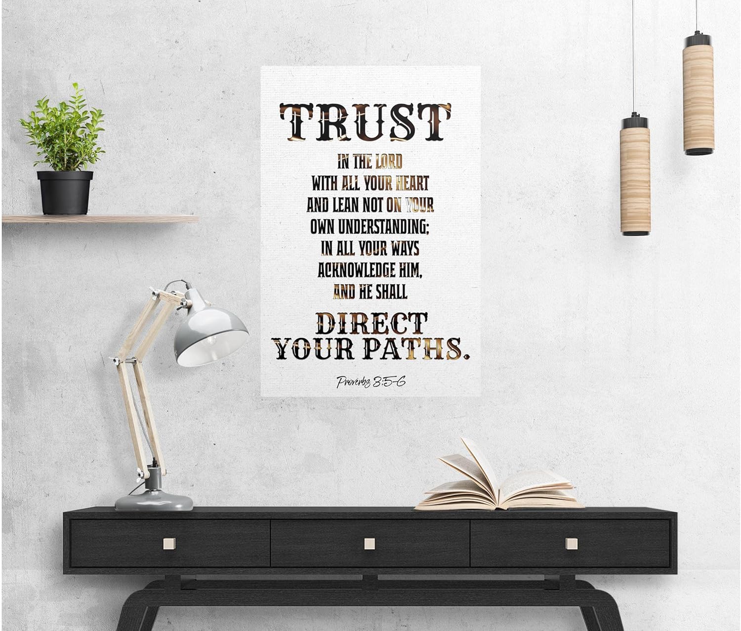 FESOGO – Póster de pared con texto en inglés “Trust In The Lord With All Your Heart” (Confía en el Señor con todo tu corazón) – Proverbios 35,