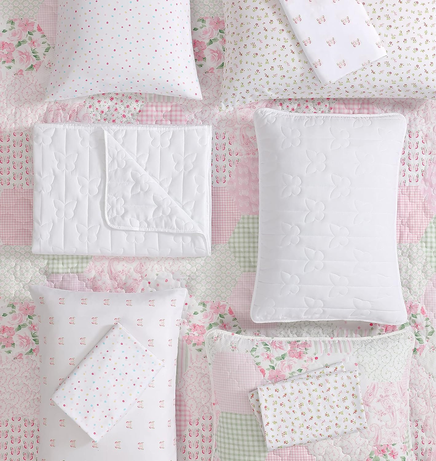 Laura Ashley Juego de edredón para niños, tamaño individual, ropa de cama reversible para niños con fundas a juego, ideal para juego de ropa de cama