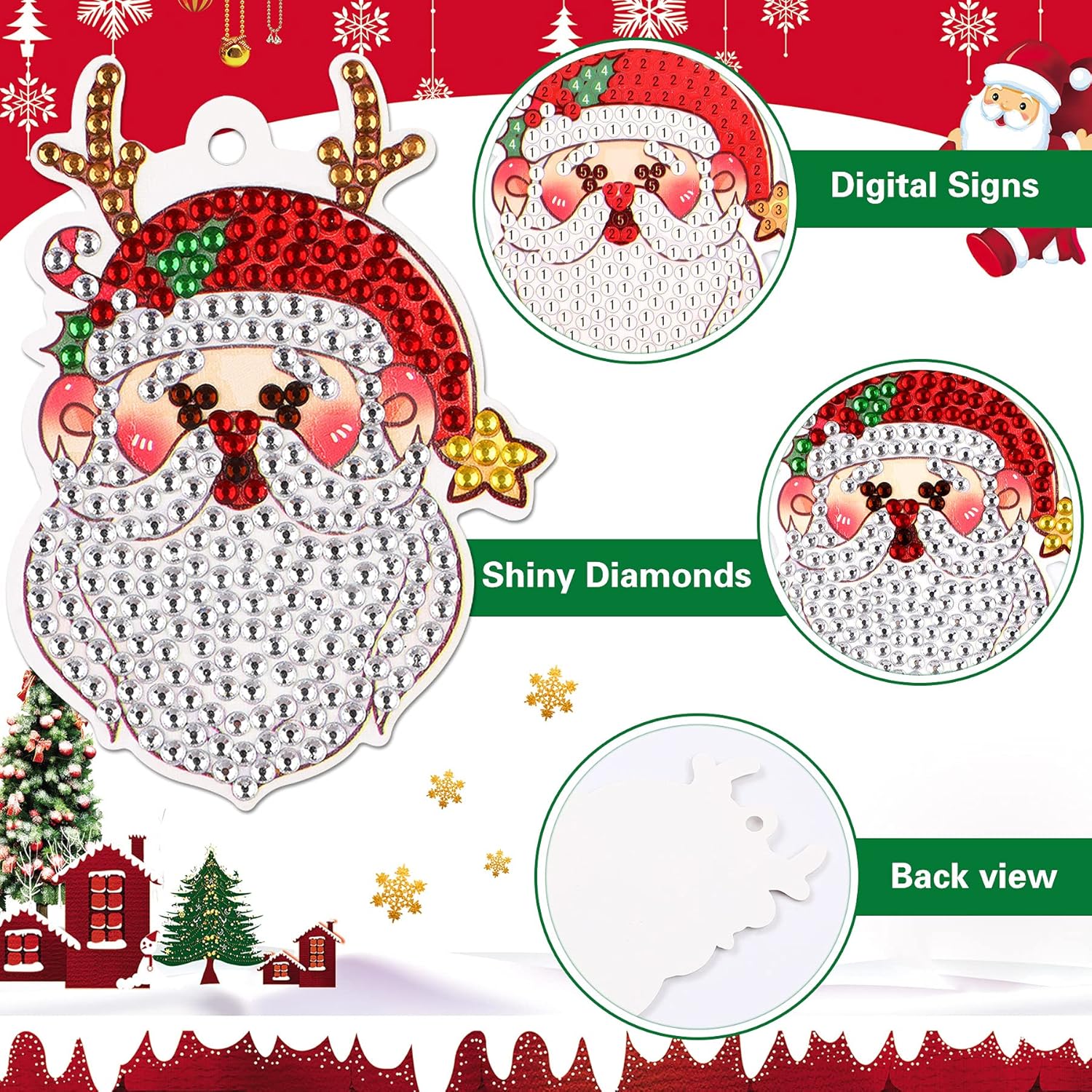 SEPGLITTER 20 piezas de Navidad DIY hecho a mano árbol de Navidad decoración colgante para vacaciones Festive regalo envoltorio arte regalos fiesta