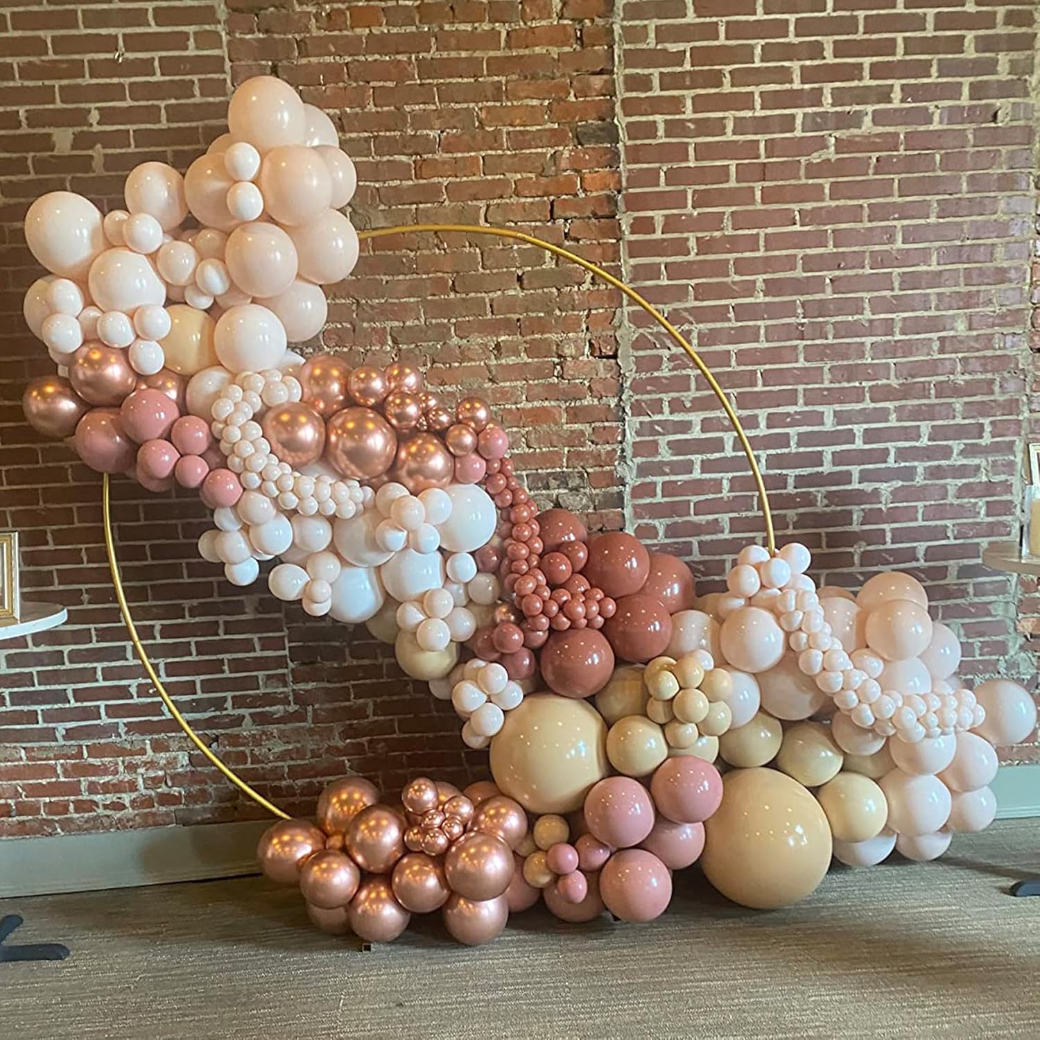Kit de guirnalda de globos bohemios, color rosa y beige, 108 paquetes de globos color rosa polvoriento, color crema y globos metálicos de confeti de