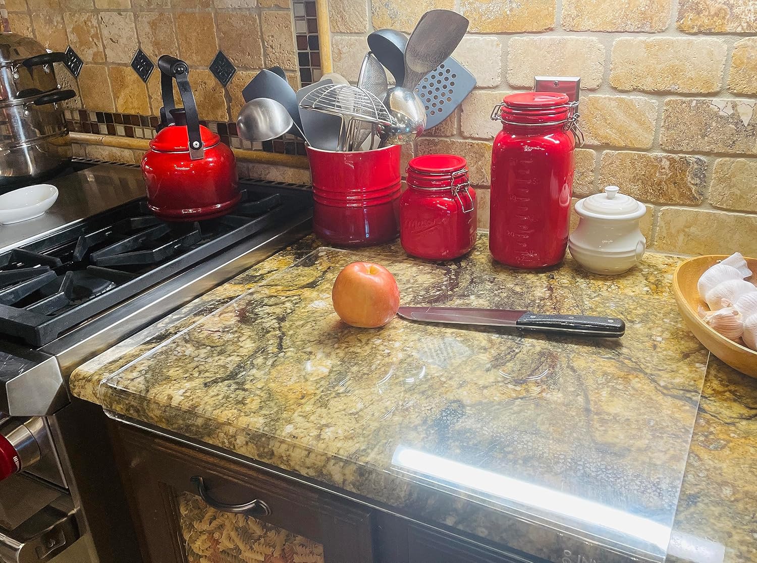 Tabla de cortar grande de acrílico transparente con borde de 18 x 24 pulgadas, diseño antideslizante para cortar verduras, frutas o panadería en el