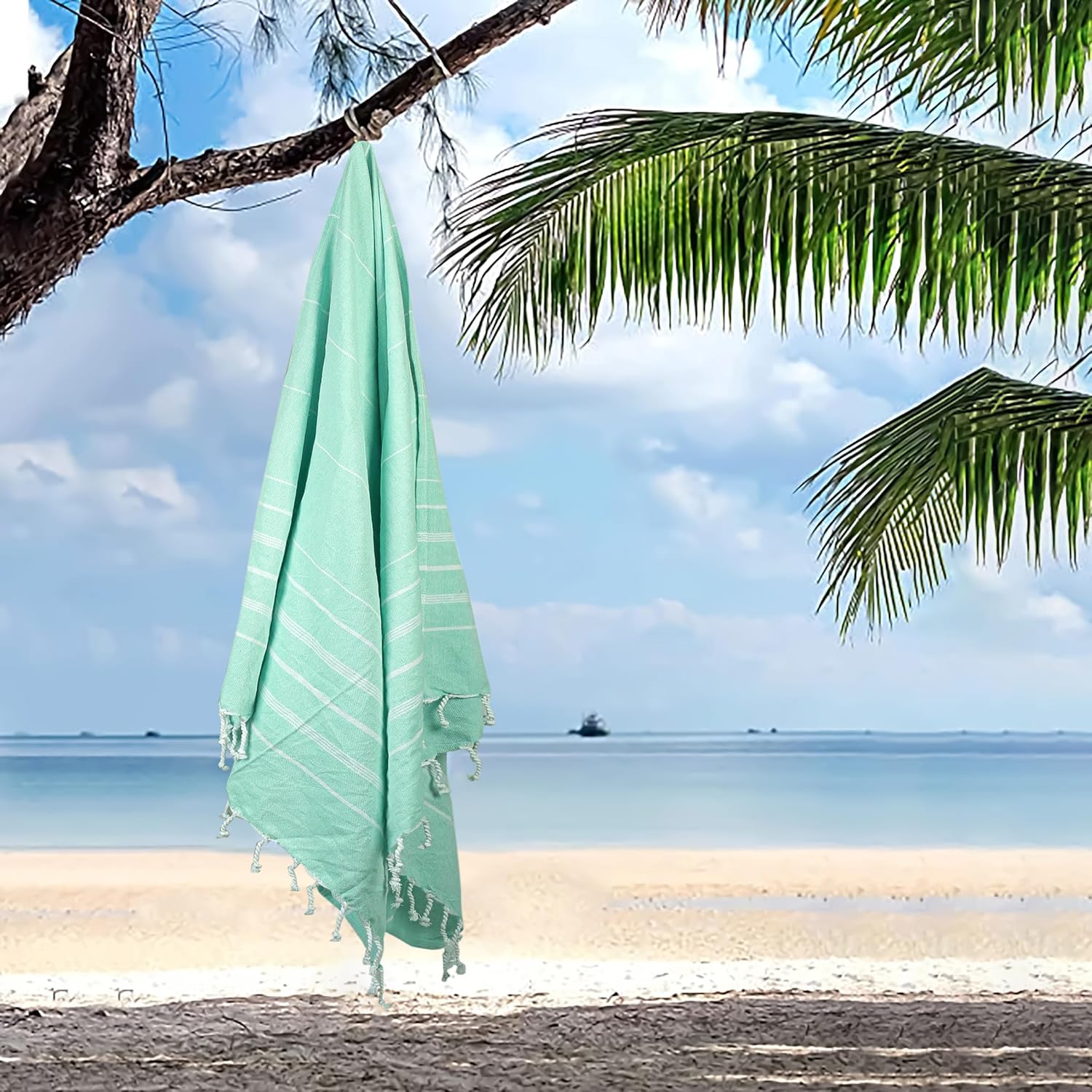 HILLFAIR Hammam – Toallas turcas de playa 100% algodón, 39 x 72 pulgadas, XXL, toallas de playa extragrandes para adultos, toallas de baño de playa