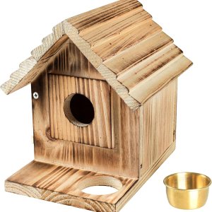 Casa para pájaros para exteriores, casa de pájaros azules de madera con protector de depredadores, caja de anidación de pájaros silvestres, Casa para pájaros para exteriores, casa de pájaros azules de madera con protector de depredadores, caja de anidación de pájaros silvestres,
