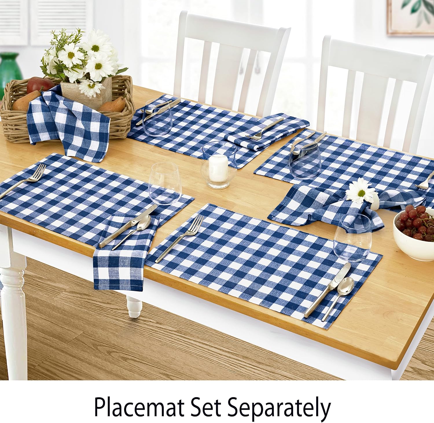 Home Bargains Plus Country Rustic Buffalo – Manteles individuales de tela de algodón a cuadros, de fácil cuidado, juego de 4 manteles individuales,