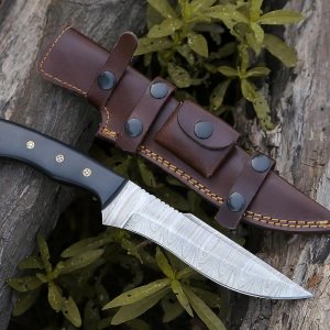 HMC – Cuchillo de acero de damasco, cuchillos de caza de hoja fija, cuchillo de caza de ciervos de espiga completa, cuchillo de manualidades de HMC – Cuchillo de acero de damasco, cuchillos de caza de hoja fija, cuchillo de caza de ciervos de espiga completa, cuchillo de manualidades de