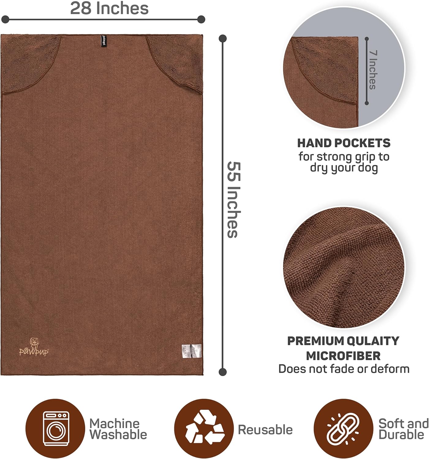 Toalla para perros súper absorbente, de secado rápido, toalla de microfibra súper suave para perros, gatos y otras mascotas (55 x 28 pulgadas,