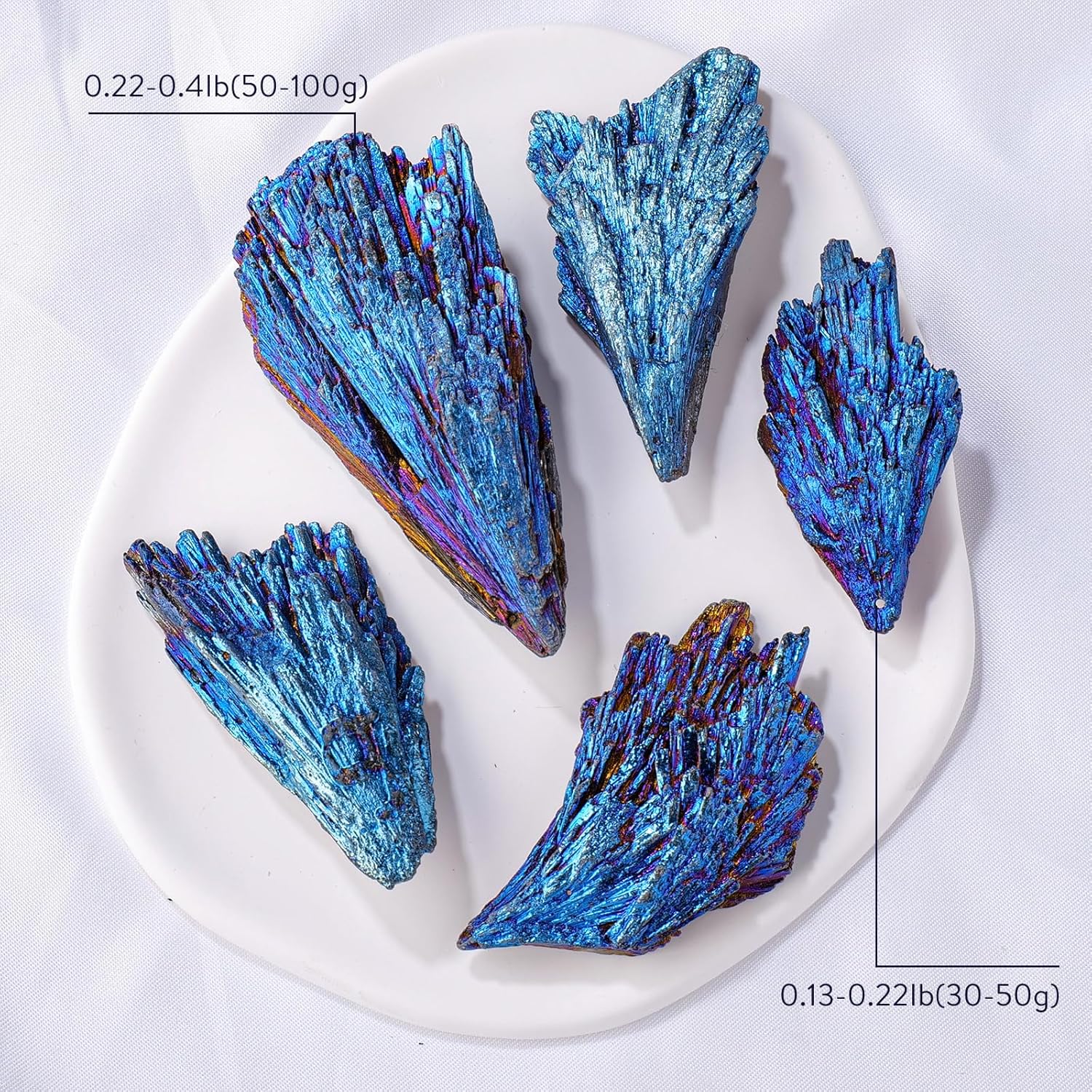 Natural Healing Black Tourmaline Raw Stone 2PCS Electroplate Blue Flame Irregular Forma de Pluma Protección Purificación Meditación Eliminación