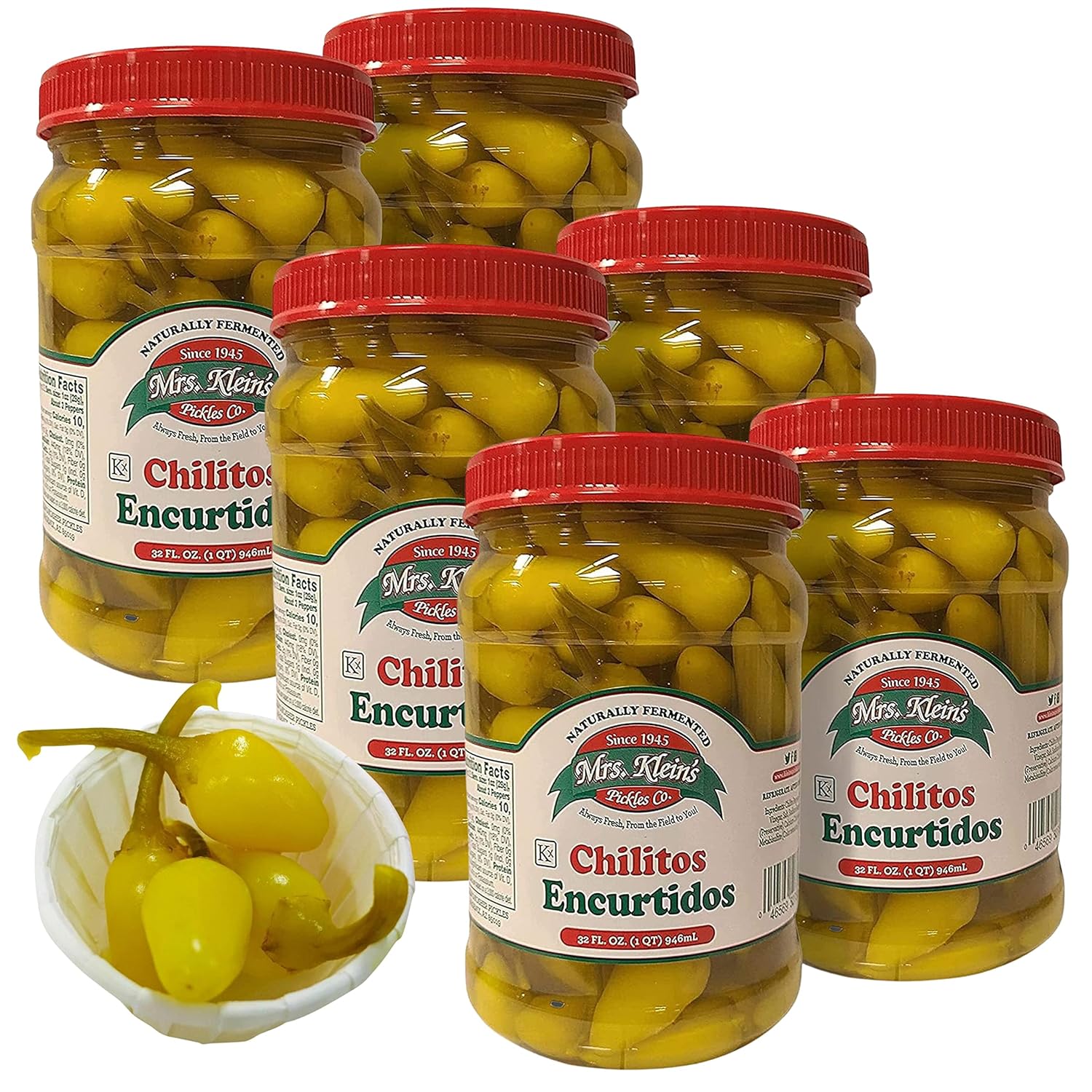 Mrs. Klein’s Chilies amarillos picantes, chiles amarillos encurtidos naturales con un sabor picante, los chiles crujientes de cascabella se recogen