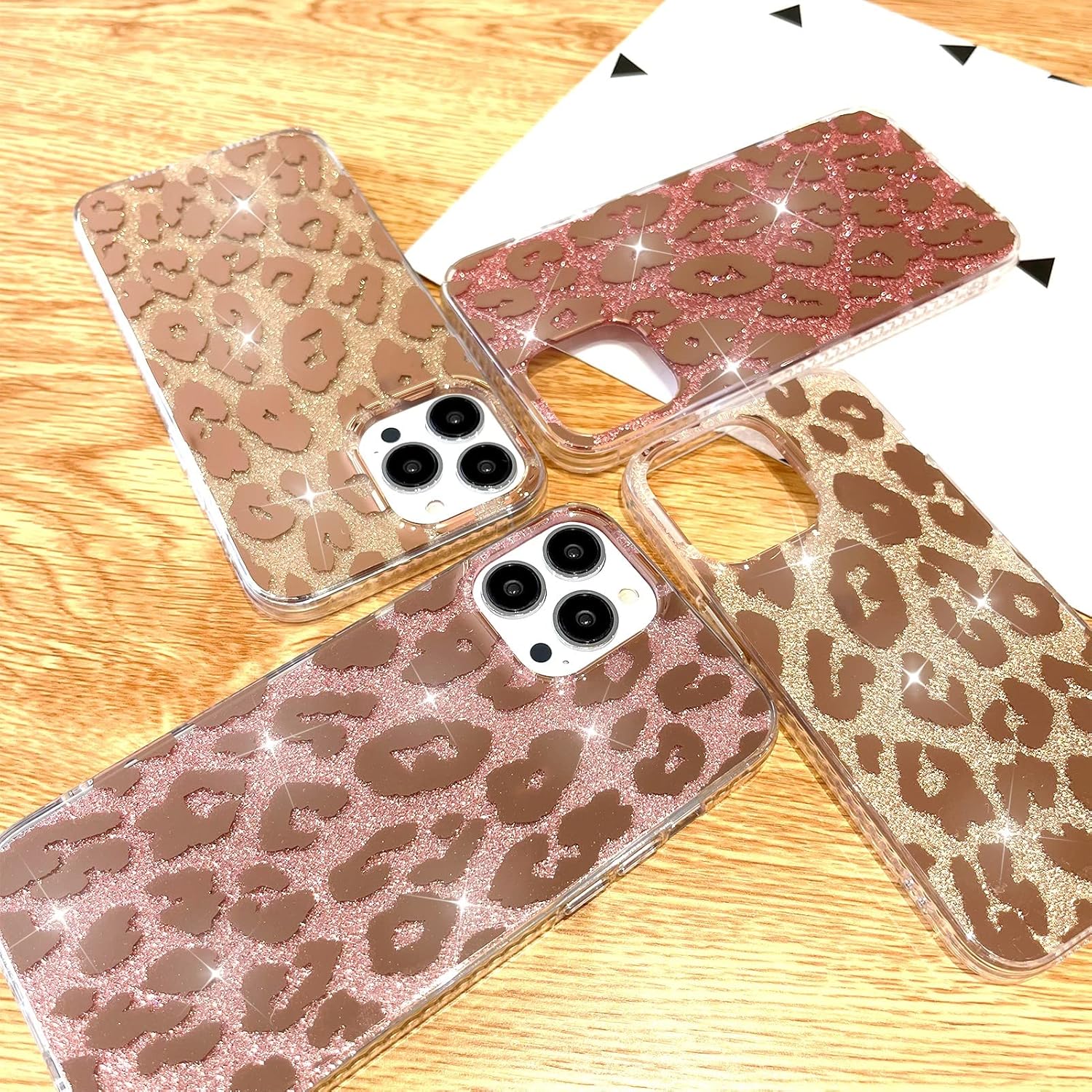 ZIYE Funda compatible con iPhone 13 Pro Max, funda de lujo chapada en leopardo con estampado de guepardo dorado para mujer, funda reforzada a prueba