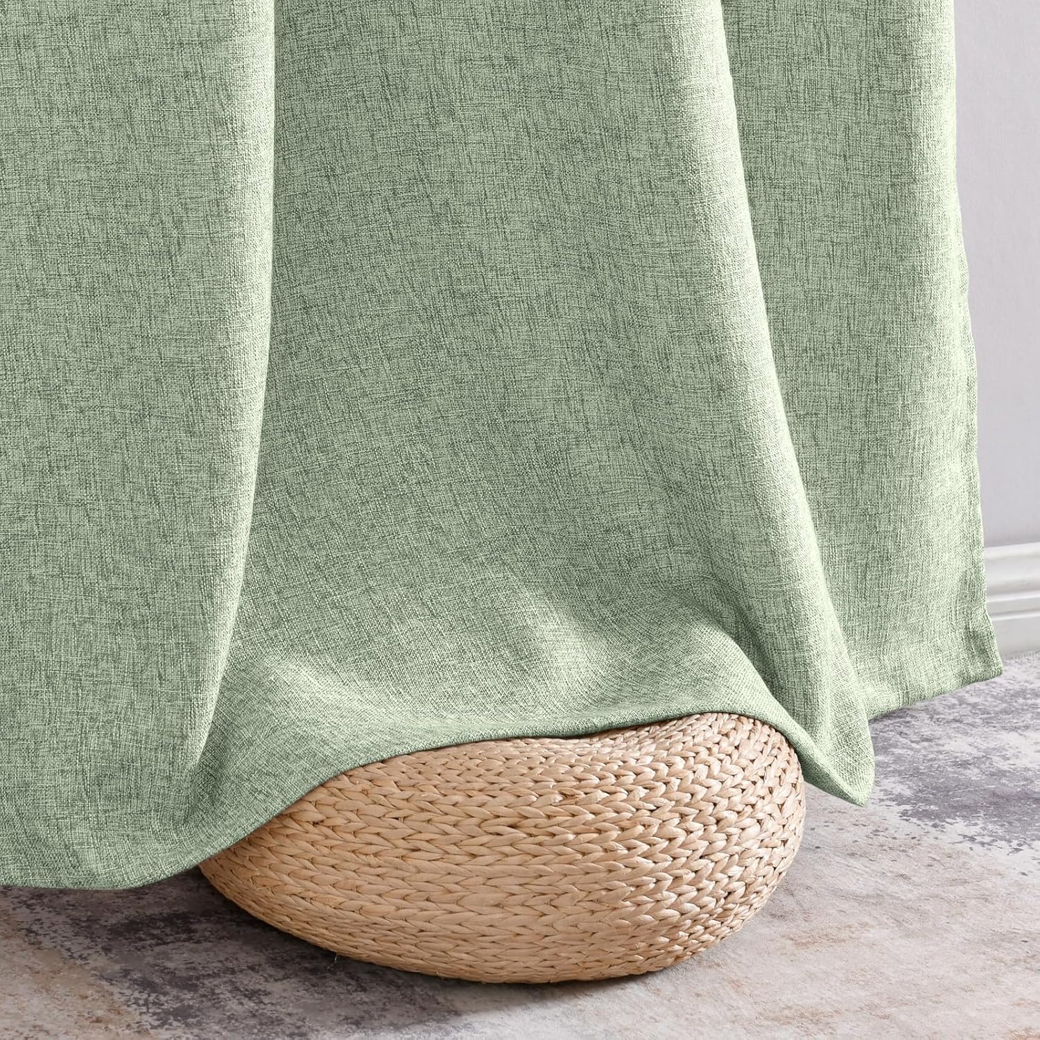 jinchan Cortinas de lino sintético grueso de arpillera verde salvia, 72 pulgadas de largo, cortinas para sala de estar, bolsillo para barra, filtro