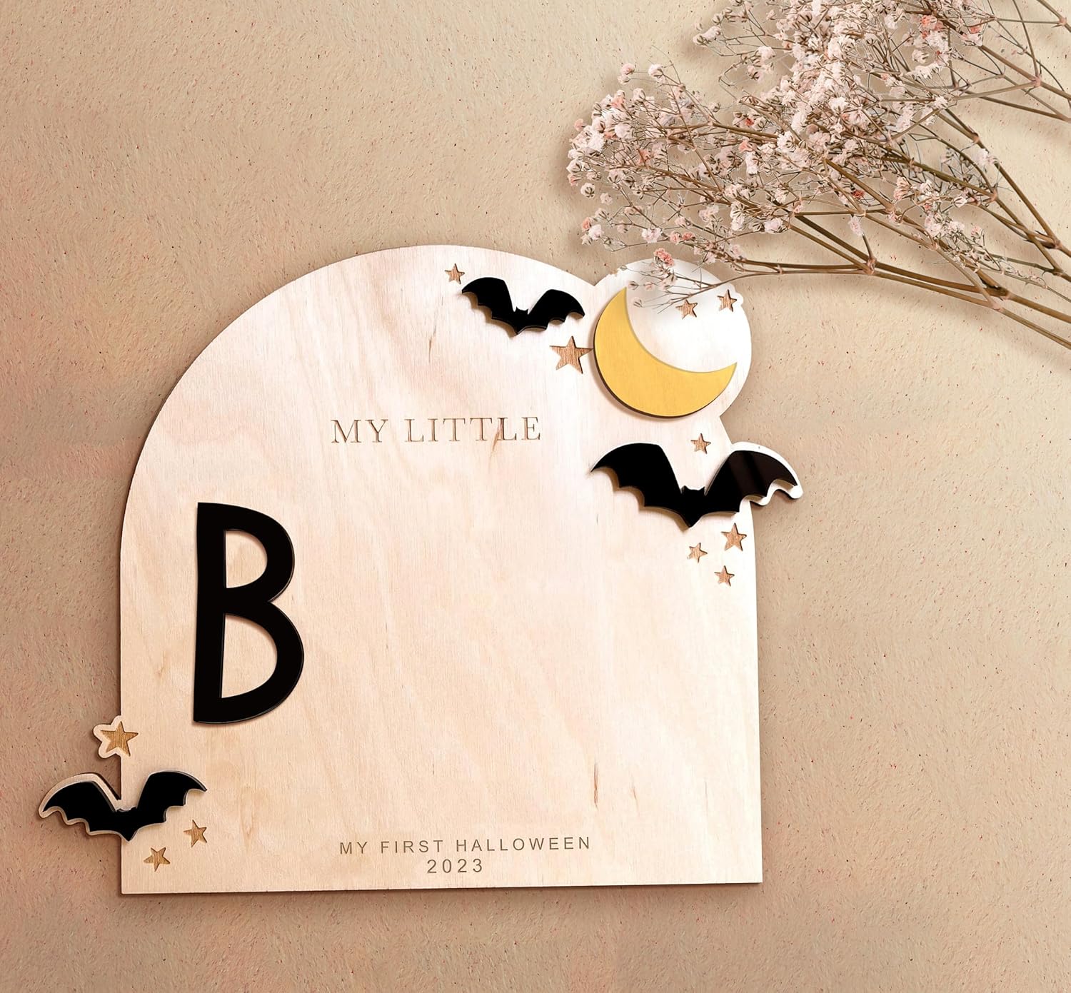Arte de huella de Halloween personalizado, primer recuerdo de Halloween del bebé, regalo para mamá, manualidades de Halloween para niños, letrero de