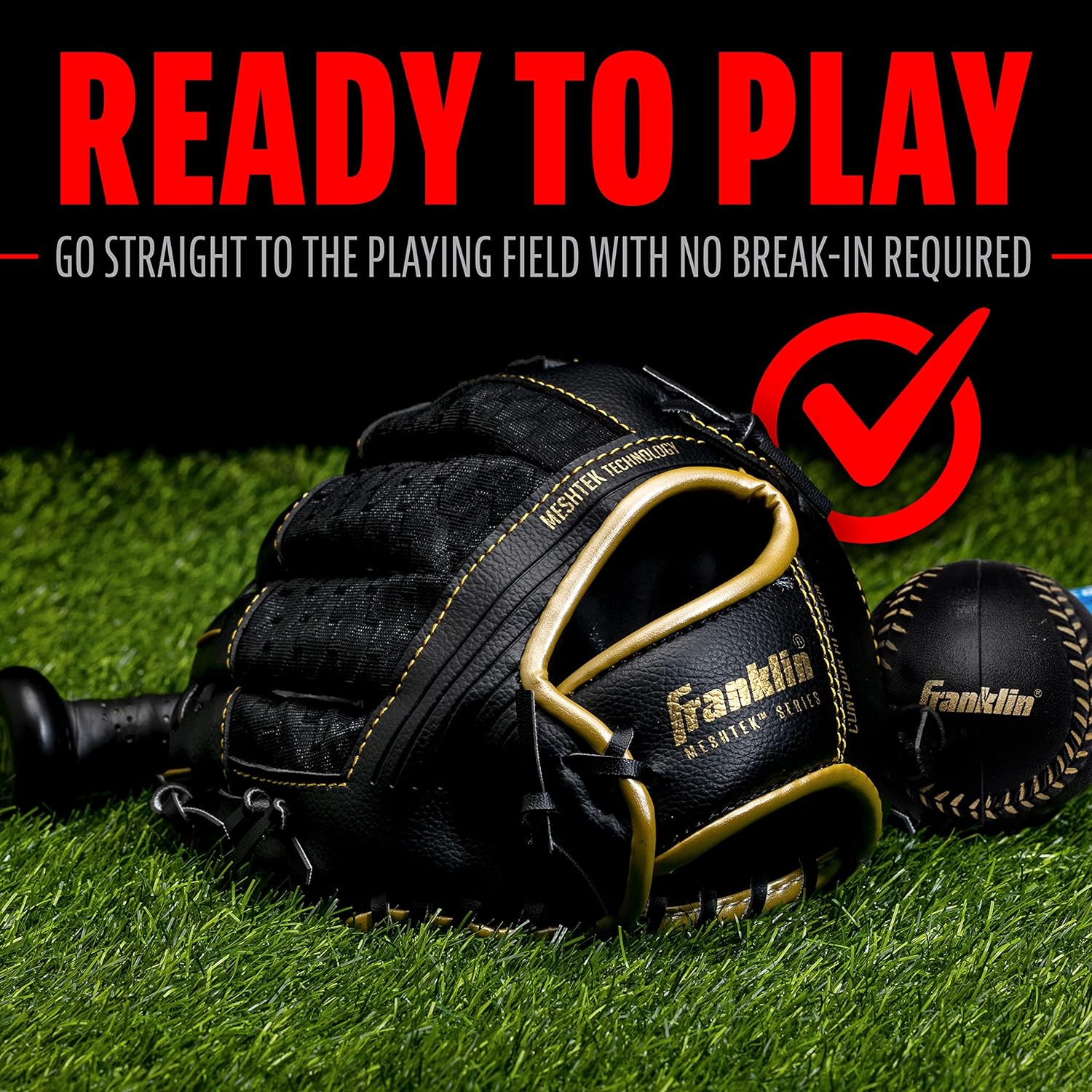 Franklin Sports – Juego de guantes y pelotas de teeball – Meshtek Guantes de teeball y béisbol, espuma – 9.5 pulgadas