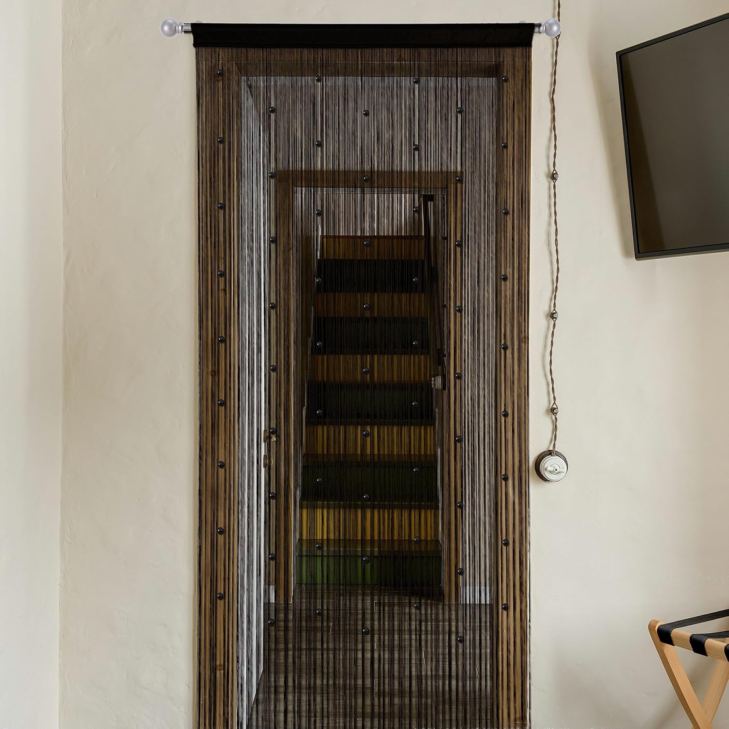 Cortinas de cuentas para puerta, cortinas de cuentas para colgar, divisor de habitación, decoración de cuentas, panel de flecos con purpurina,
