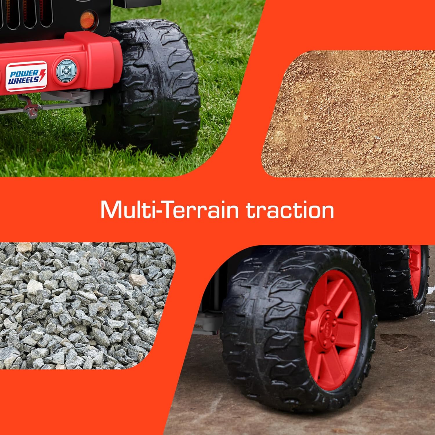 Power Wheels – Juguete montable Jeep Wrangler Tough Talking con sonidos y micrófono, juguete preescolar, tracción multiterreno, 2 asientos, negro y