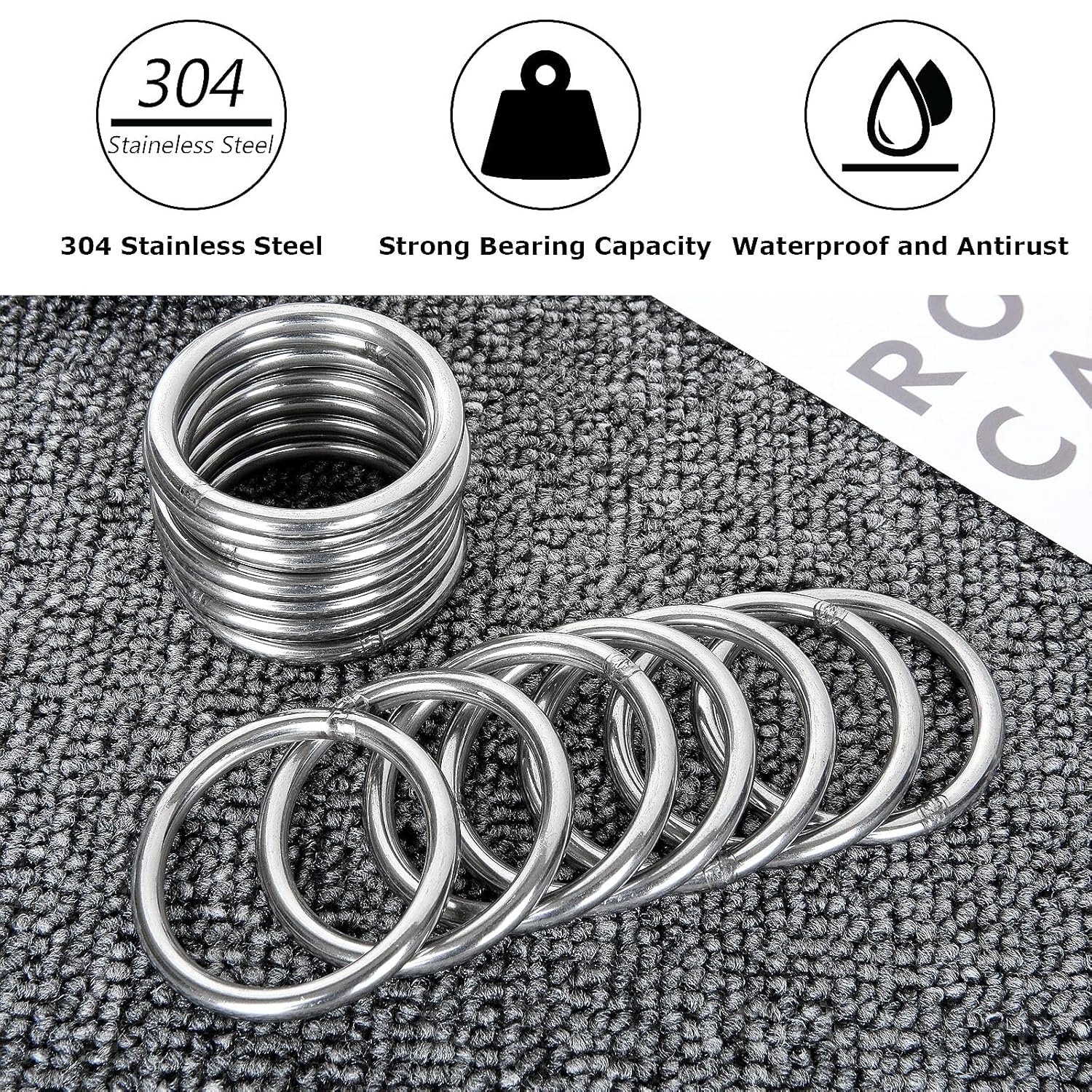 30 anillos de metal para manualidades, anillos tóricos de metal de 2 pulgadas1.969 in, anillos redondos de acero inoxidable 304 para macramé,