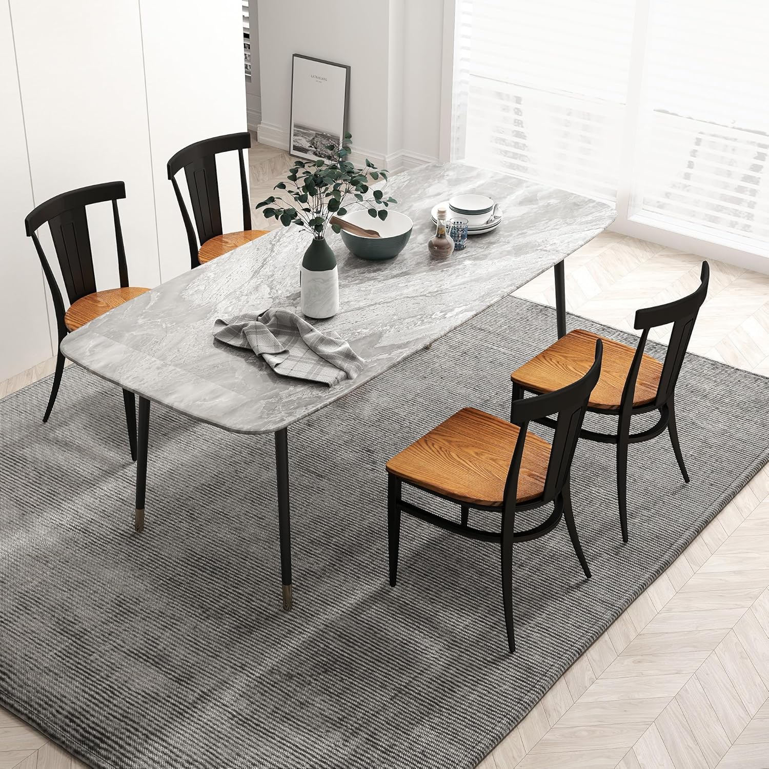 LUCKYERMORE Juego de 2 sillas de comedor de metal resistente, sillas apilables comerciales con asiento de madera, marco de metal, capacidad de 450