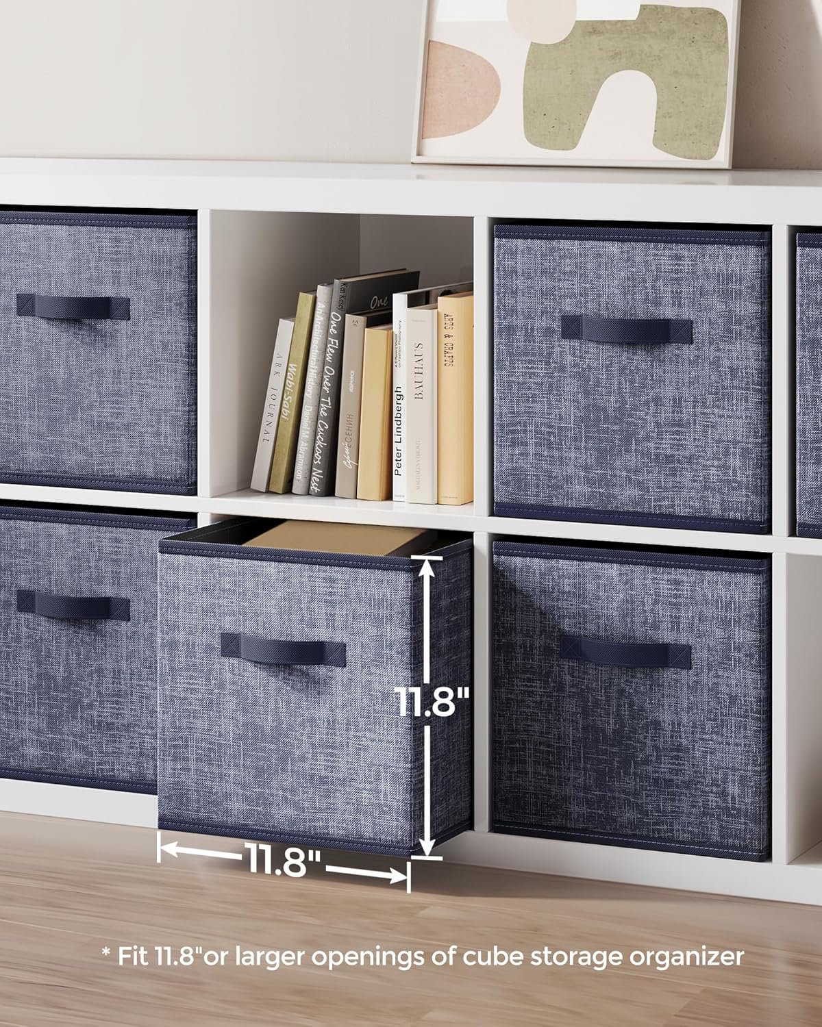 SONGMICS UROB030I01 – Cubos de almacenamiento, cubos de tela no tejida de 11.8 pulgadas con asas dobles, juego de 6, organizadores de armario para