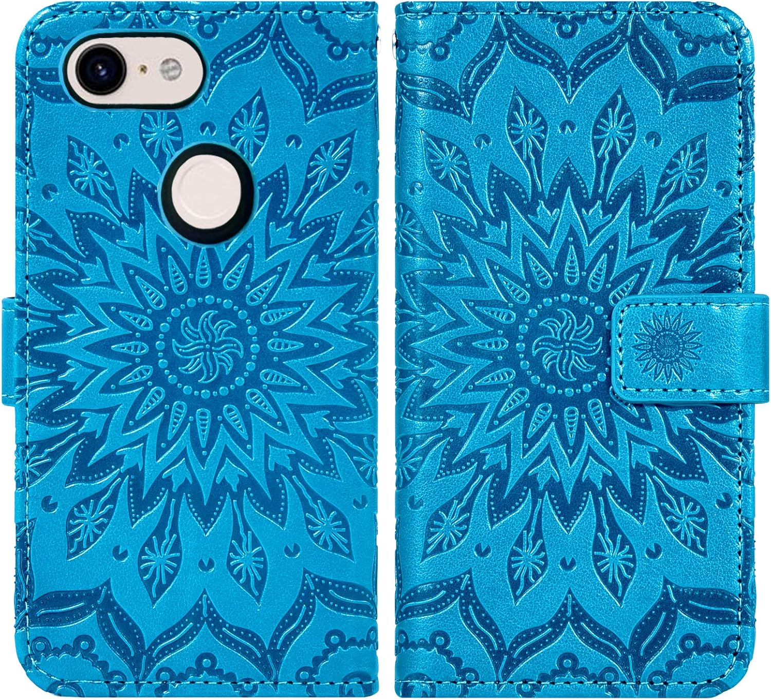 Funda de teléfono para Google Pixel 3 XL con protector de pantalla de vidrio templado y funda magnética de cuero, soporte para tarjetas, accesorios