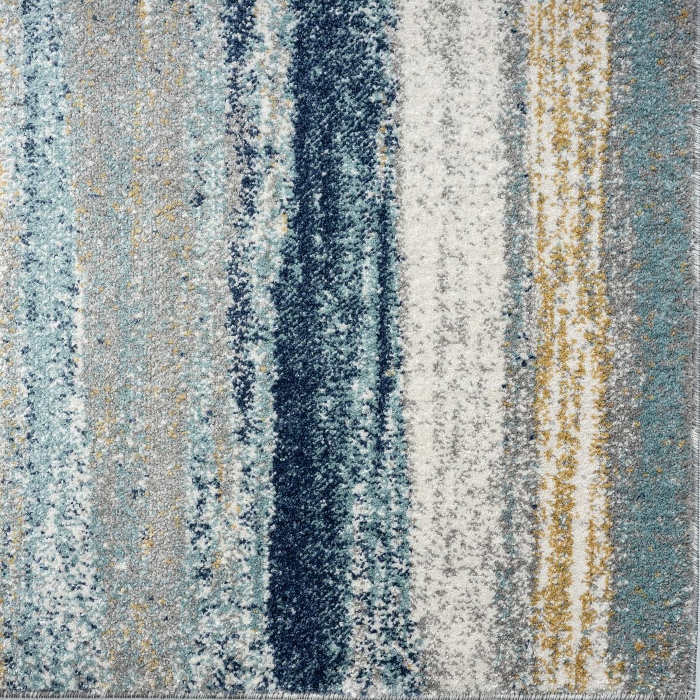 LUXE WEAVERS Alfombra moderna resistente a las manchas, color amarillo y azul, tamaño 9 x 12