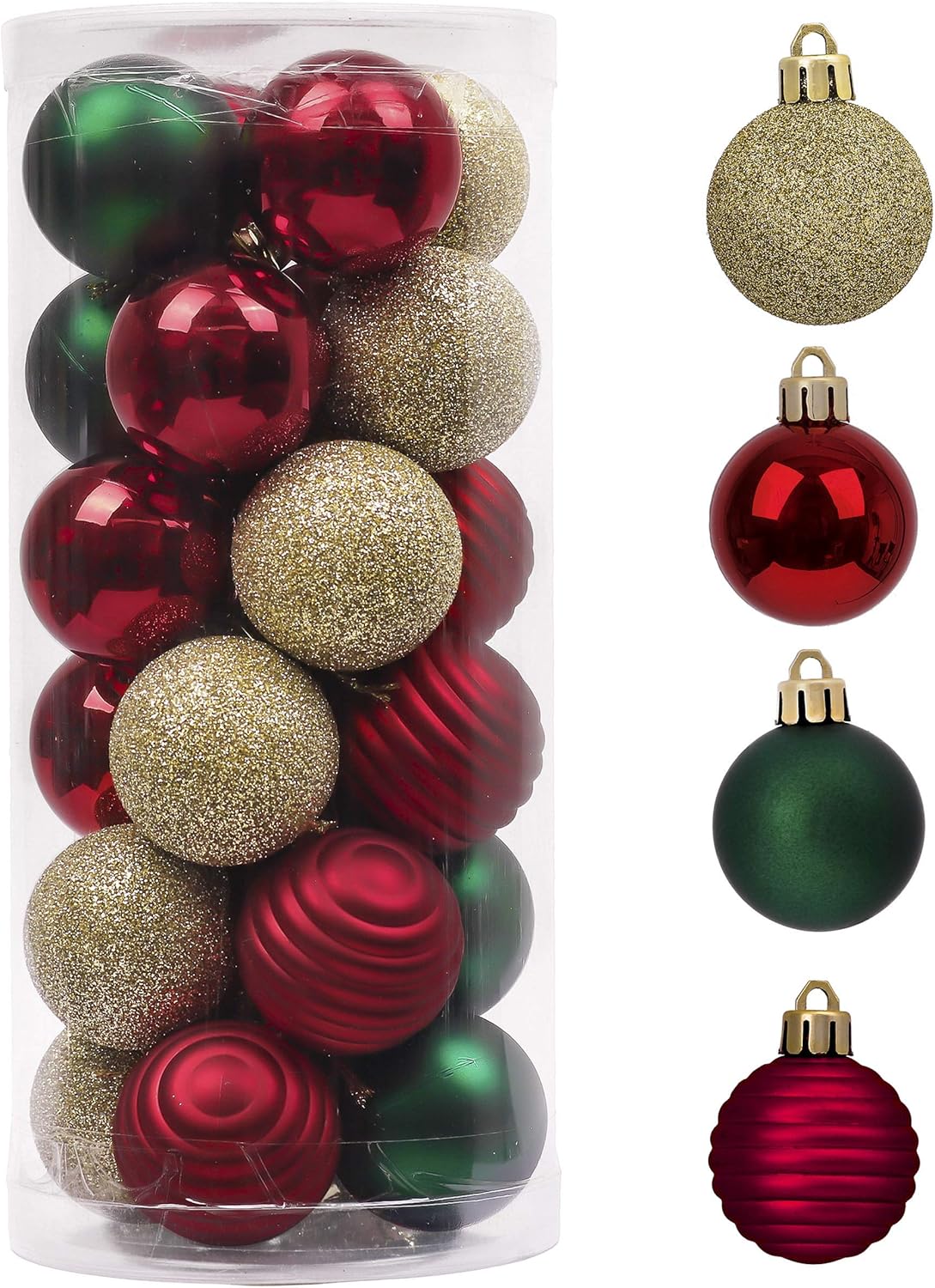 Valery Madelyn – Esfera navideña (24 piezas, 40 mm, esferas de Navidad inastillables, para decoración de árbol de Navidad