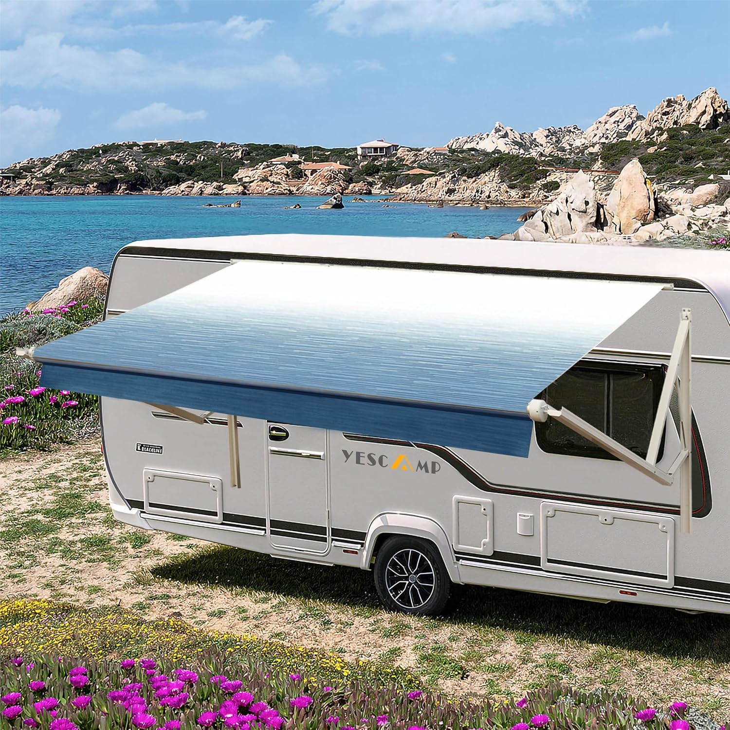 Tela de repuesto para toldo de autocaravana, resistente a la intemperie, 4 capas de 18.5 onzas, tela de vinilo para cámper, toldo universal para