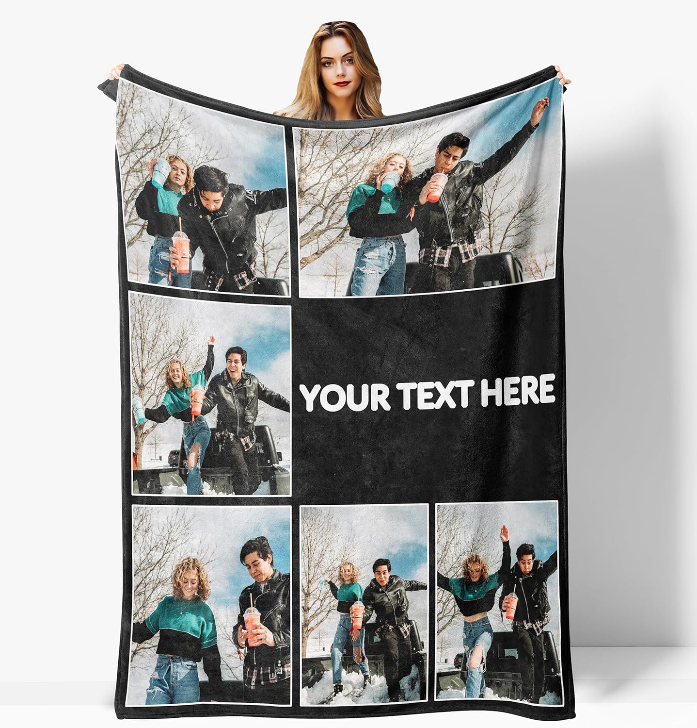 Mantas personalizadas con fotos, manta suave personalizada hecha en Estados Unidos, manta de 6 fotos para mujeres, hombres, amigos, papá, mamá,