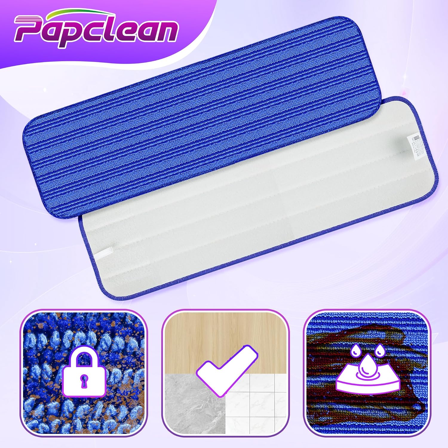 Almohadillas reutilizables para trapeador compatibles con Swiffer Powermop (paquete de 4), repuestos de almohadillas de microfibra Papclean para