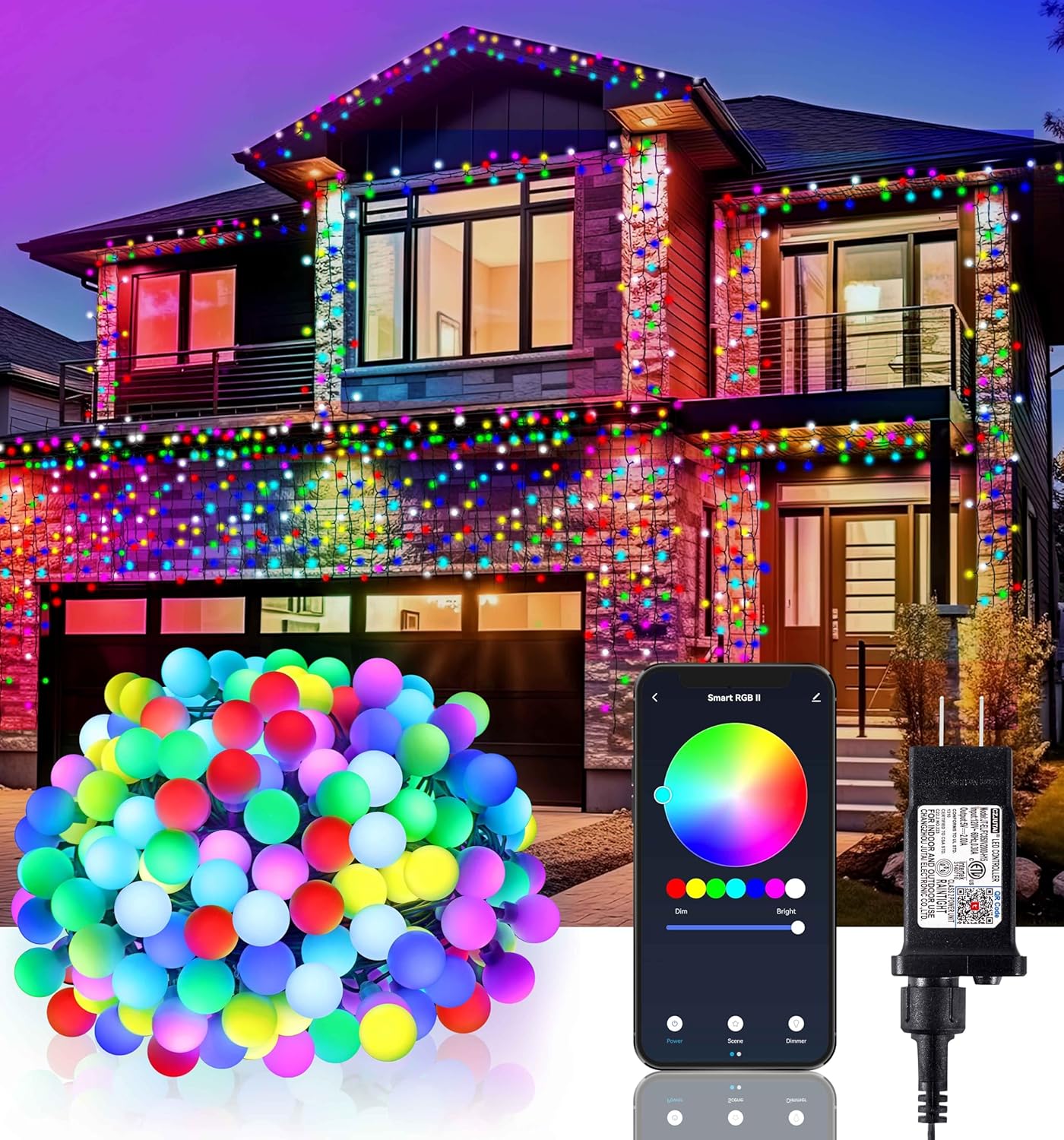 Luces de Navidad inteligentes de 75 pies, 200 luces LED inteligentes con RGB + 16 millones de colores, luces inteligentes de Navidad, decoración de