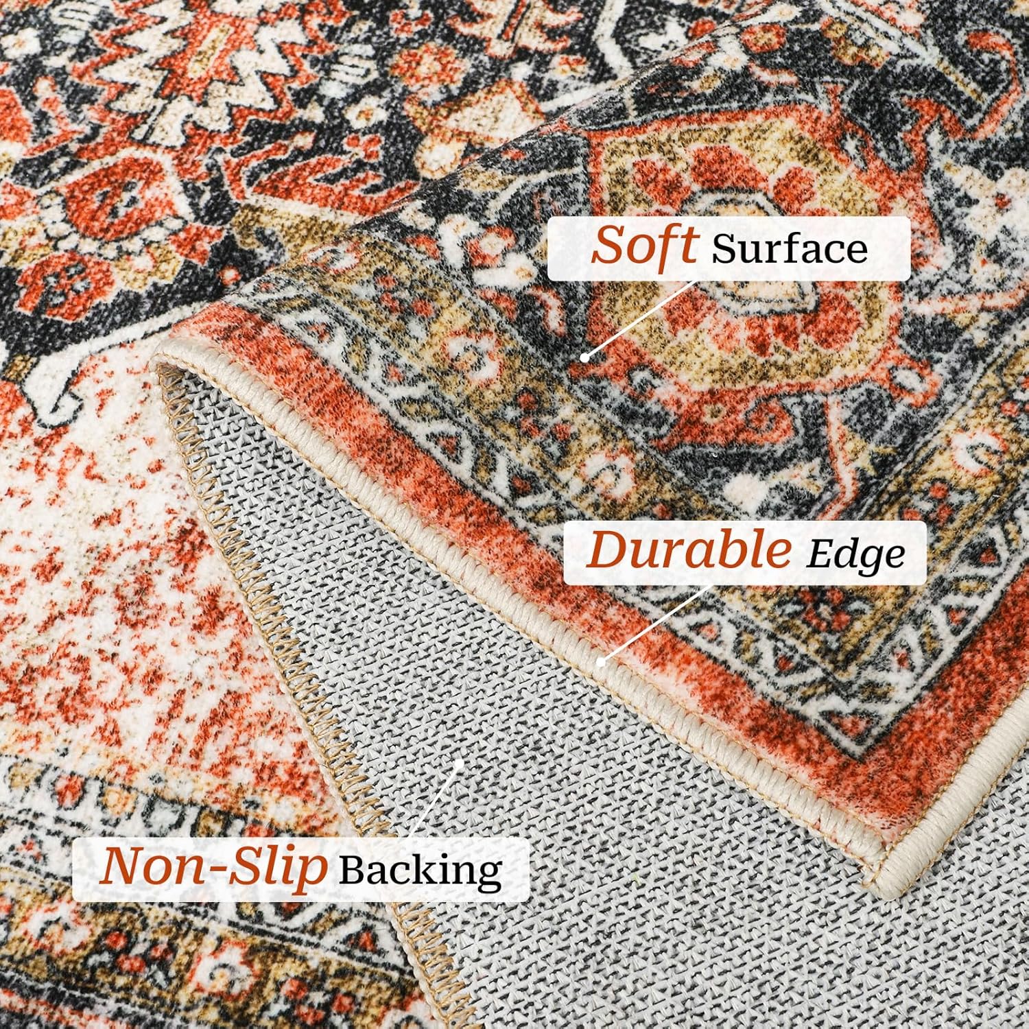 Alfombras de área de 8 x 10 pies, resistentes a las manchas, lavable, parte trasera antideslizante para sala de estar, alfombras grandes de comedor,