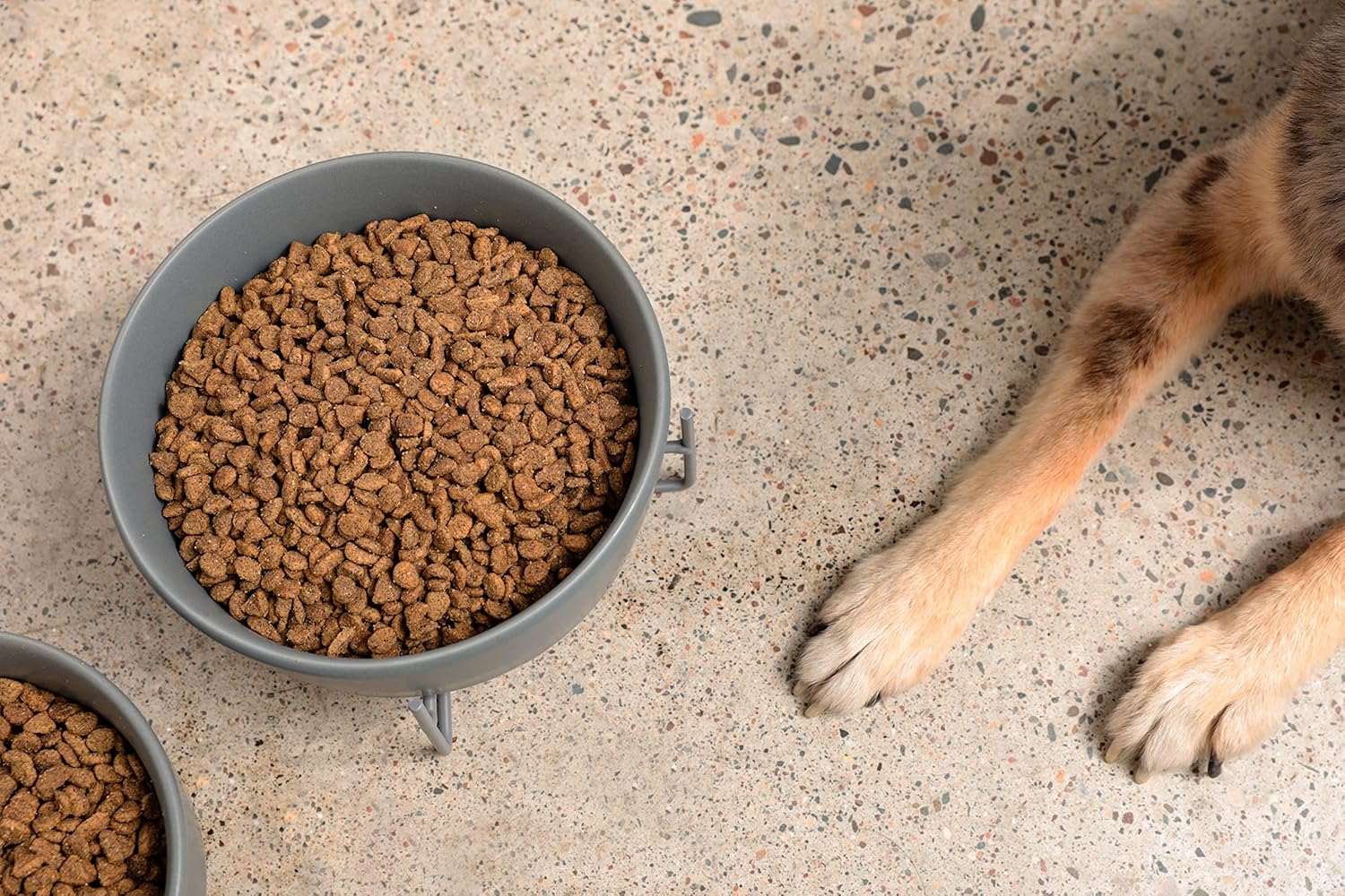 Waggo Simple – Soporte sólido para cuenco y cuenco para perros, soporte individual de hierro con comedero de cerámica individual o cuenco de agua,