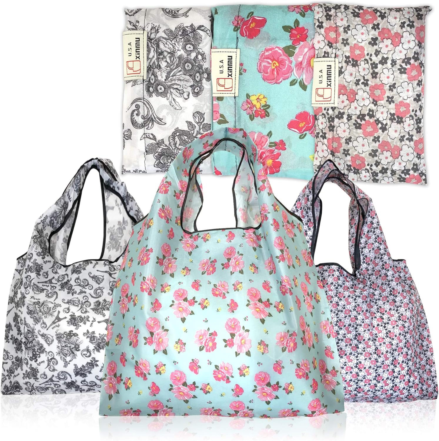 Bolsas de comestibles reutilizables plegables paquete de 3 bolsas de compras XXL de 50 libras, lavables, duraderas y ligeras., Max#3