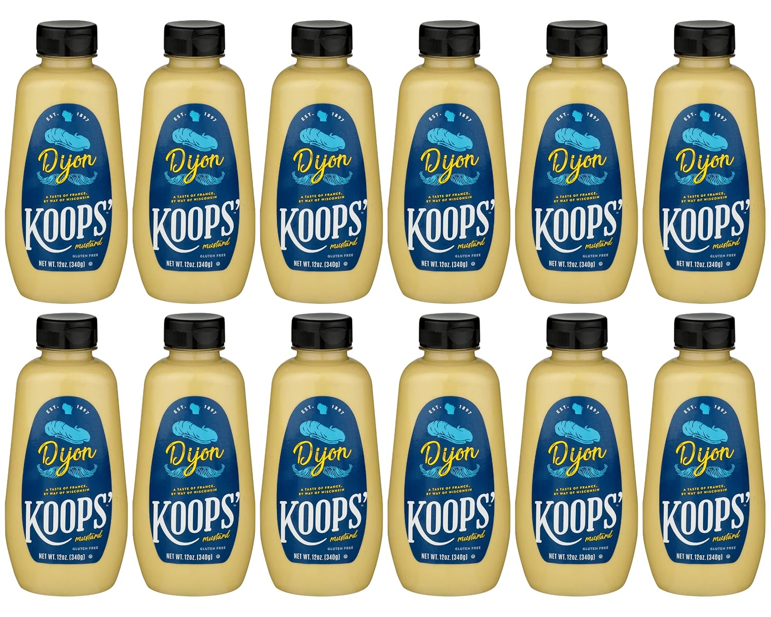 Koops’ Mostaza Dijon – Mostaza francesa, sin gluten, kosher, sin OMG, fabricada en los Estados Unidos, a partir de semillas de mostaza de calidad,