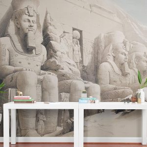 Ancient Egyptian Temple Gods and Pyramids Wall Mural. The Great Temple of Aboo-Simble, Nubia by David Roberts. Peel and Stick Wallpaper. #6417 Ancient Egyptian Temple Gods and Pyramids Wall Mural. The Great Temple of Aboo-Simble, Nubia by David Roberts. Peel and Stick Wallpaper. #6417