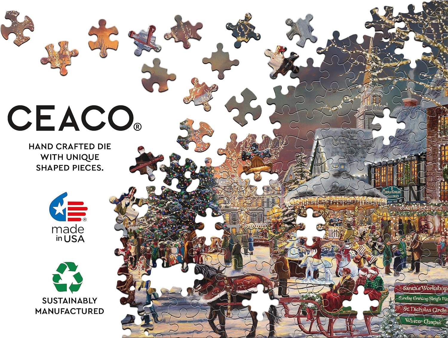 Ceaco – Thomas Kinkade – Holiday – Festival de Navidad – Rompecabezas de 1000 piezas
