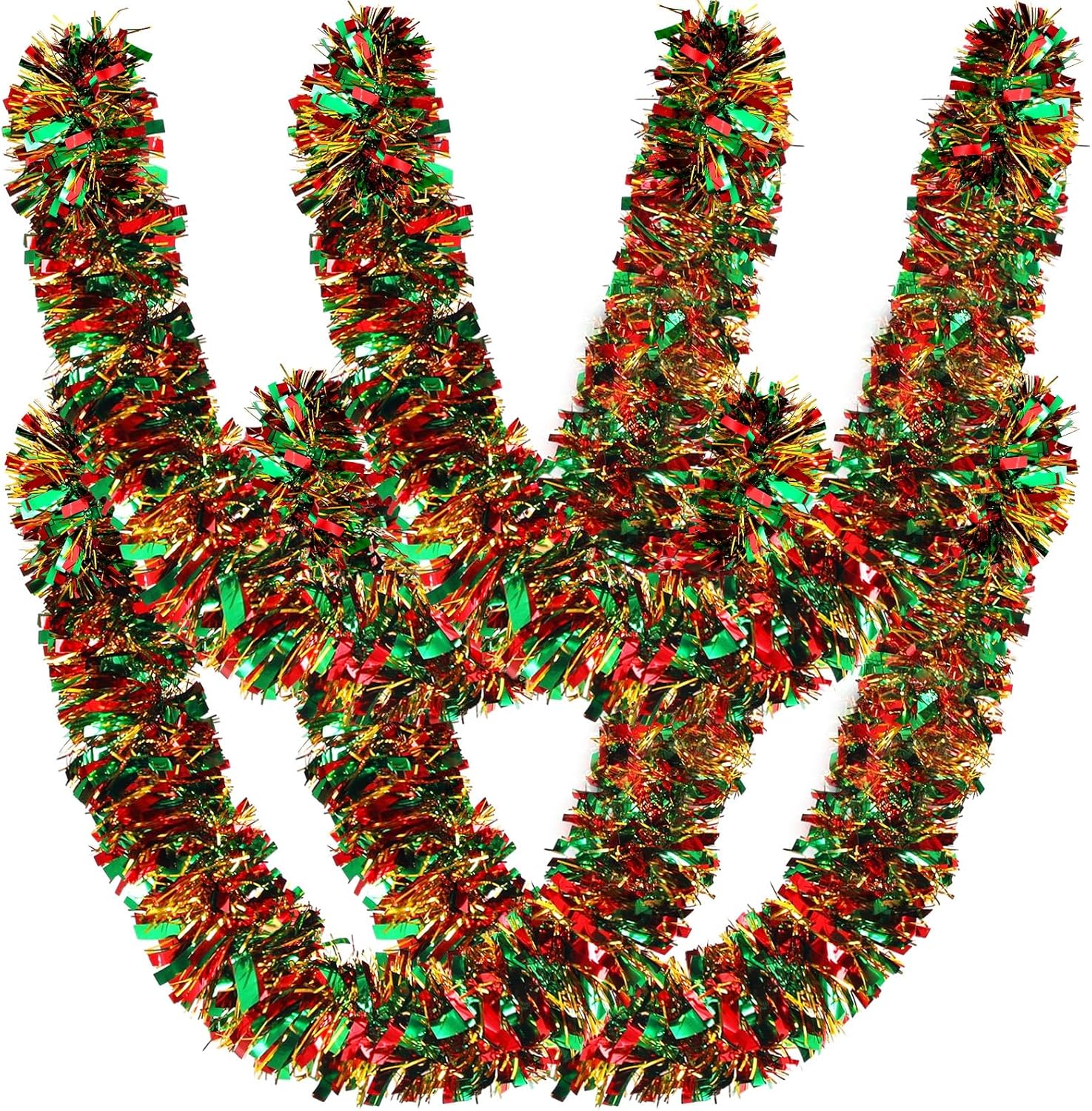 Guirnalda de oropel de Navidad, guirnalda de Navidad artificial, guirnalda metálica para colgar en chimenea, mantel de chimenea, decoración de