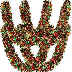 Guirnalda de oropel de Navidad, guirnalda de Navidad artificial, guirnalda metálica para colgar en chimenea, mantel de chimenea, decoración de Guirnalda de oropel de Navidad, guirnalda de Navidad artificial, guirnalda metálica para colgar en chimenea, mantel de chimenea, decoración de