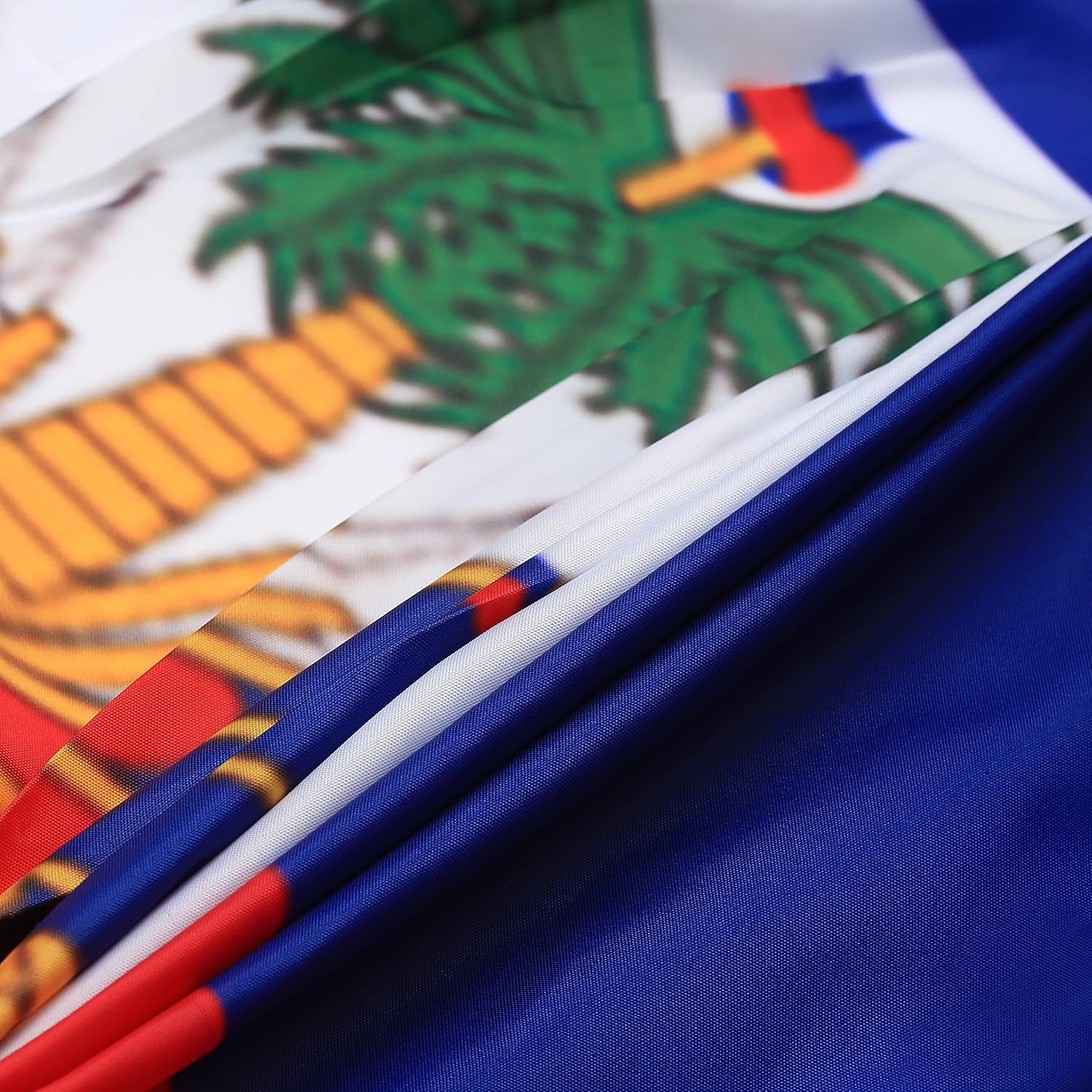 Bandera de abanico plisada haitiana de Haití de 3 x 6 pies, 2 banderas de abanico plisadas para interiores y exteriores, decoración de porche