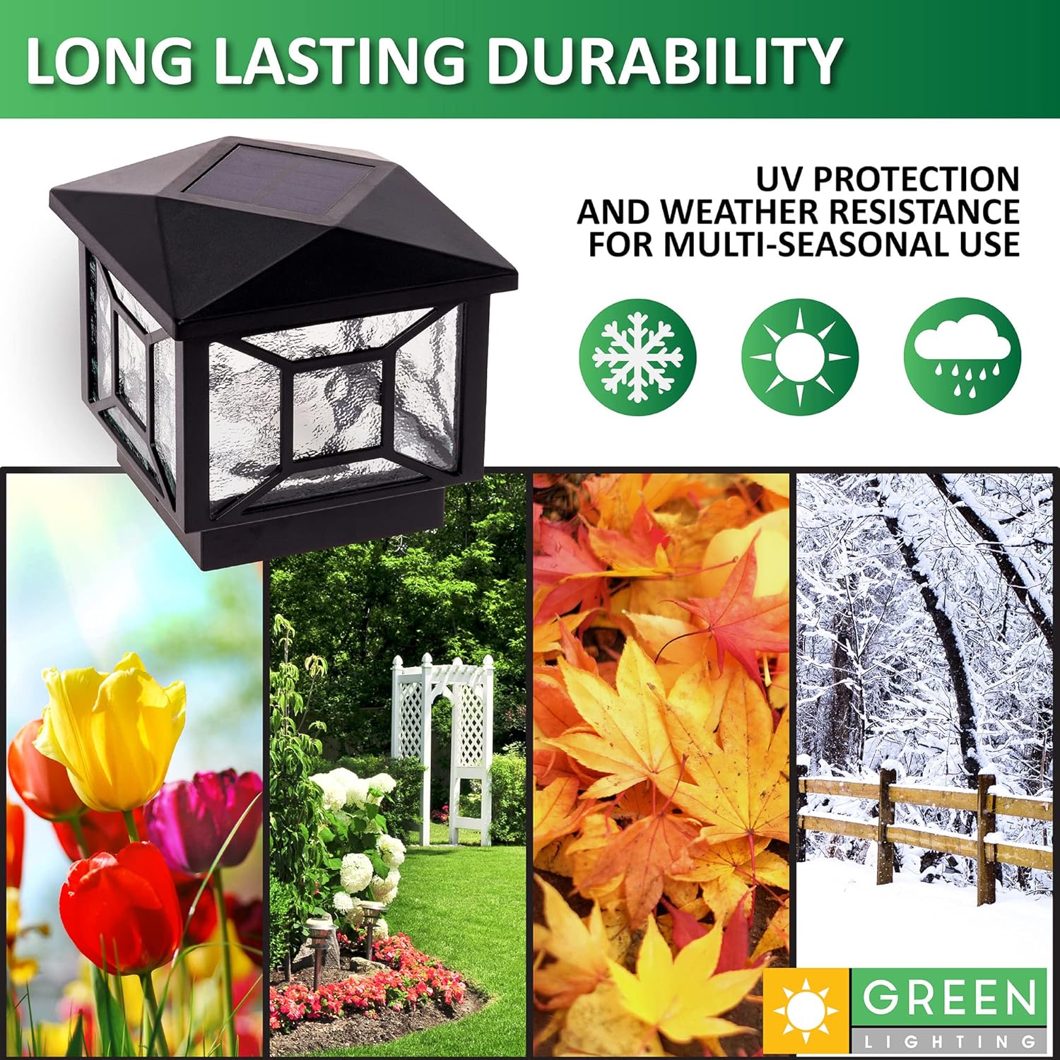 GreenLighting Luces solares geométricas cuadradas para tapa de poste de madera de 4 x 4, 4 x 4 y 5 x 5 x 5 PCVvinilo para exteriores, poste de