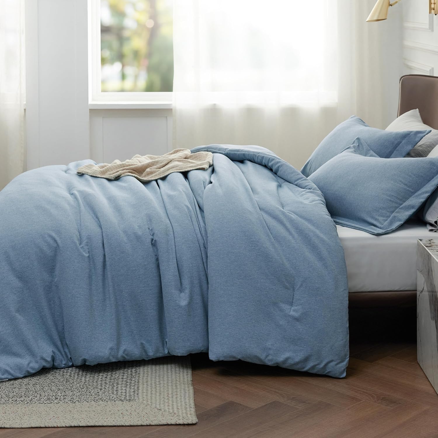 Bedsure Juego de edredón Queen  Edredón de tamaño Queen azul tormenta, ropa de cama suave para todas las estaciones, juego de ropa de cama teñido