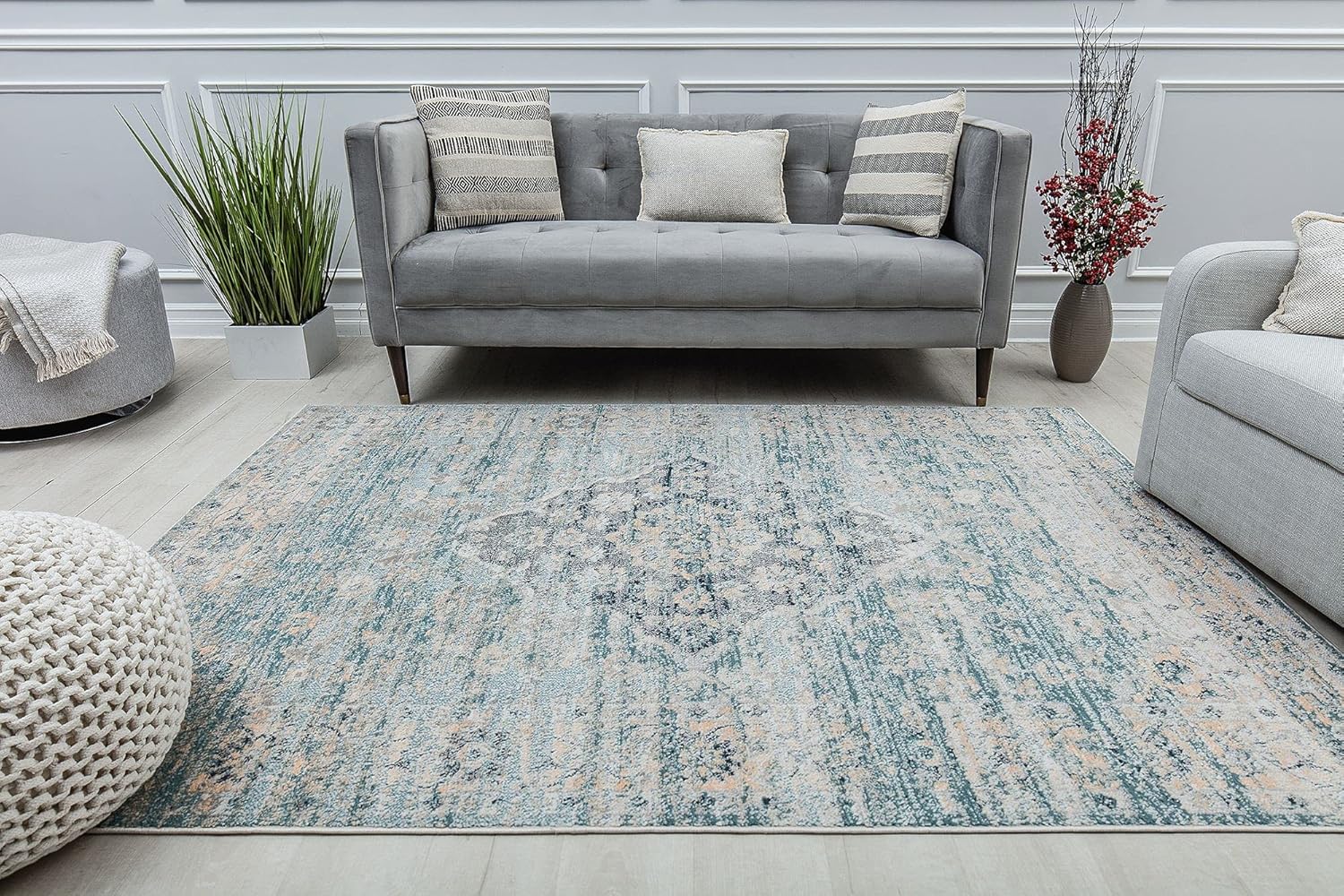 Rugs America Cora CL15A Norway Spruce – Alfombra vintage de transición, 8 pies x 10 pies